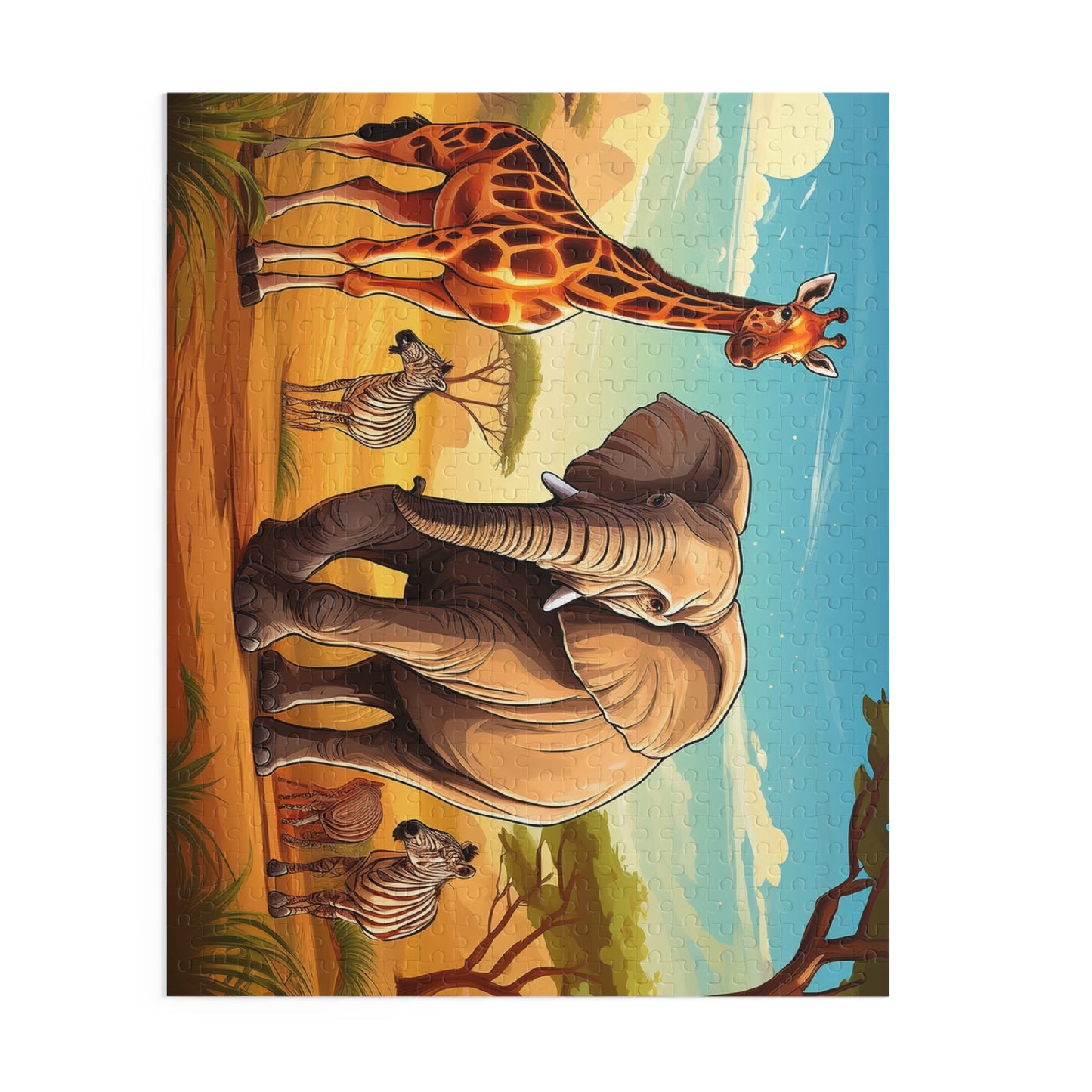 Animals on Safari Puzzle 500-Chipboard Pieces in Box | Kids Puzzles Size: 16" x 20",  Ages 9+ and Family pn43