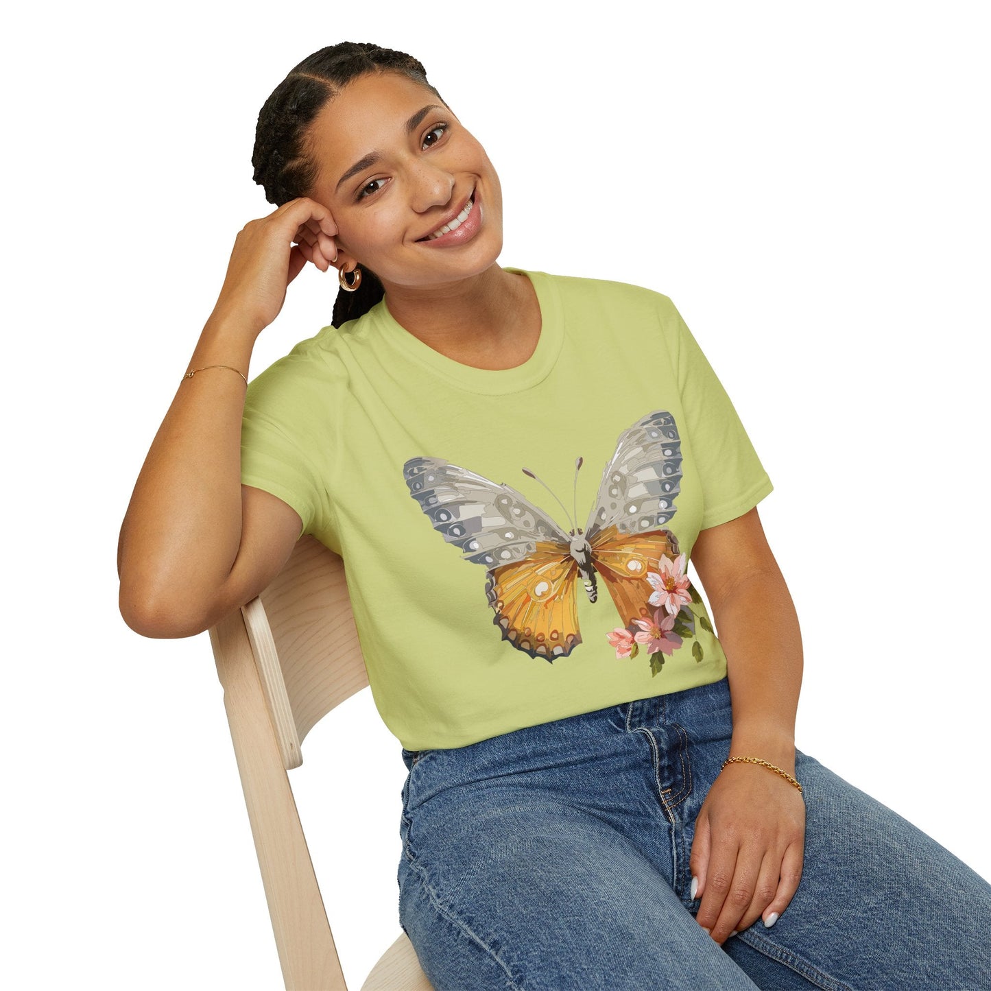 Unisex Butterfly T Shirt Monarch Print Softstyle Cotton Tee Gildan 64000 Lightweight Comfort