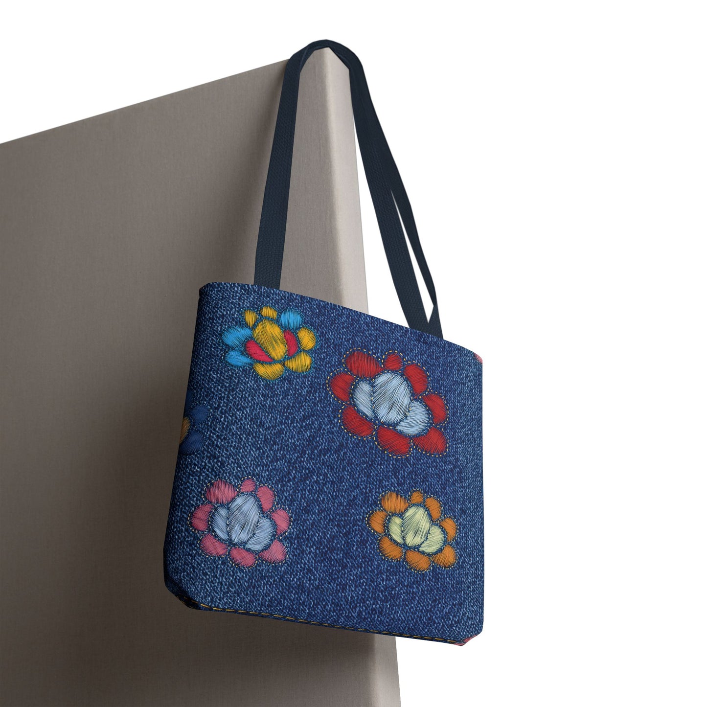 Denim Fabric Imitation Print Unisex Canvas Bag Poly Spun 3 Sizes Tote Bag 159-15
