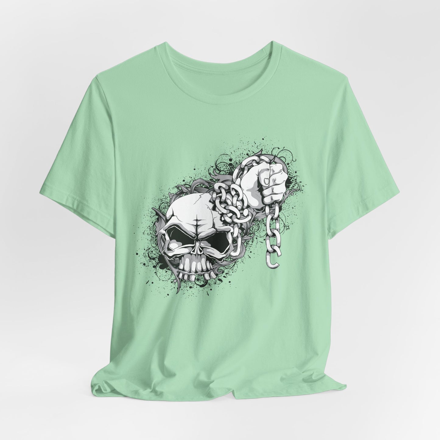 Chain Skull Graphic Design Tee, Skull Shirt, Vintage Tees, Art Design T-Shirt, Vintage Graphic Tee, Art Shirts with Skulls