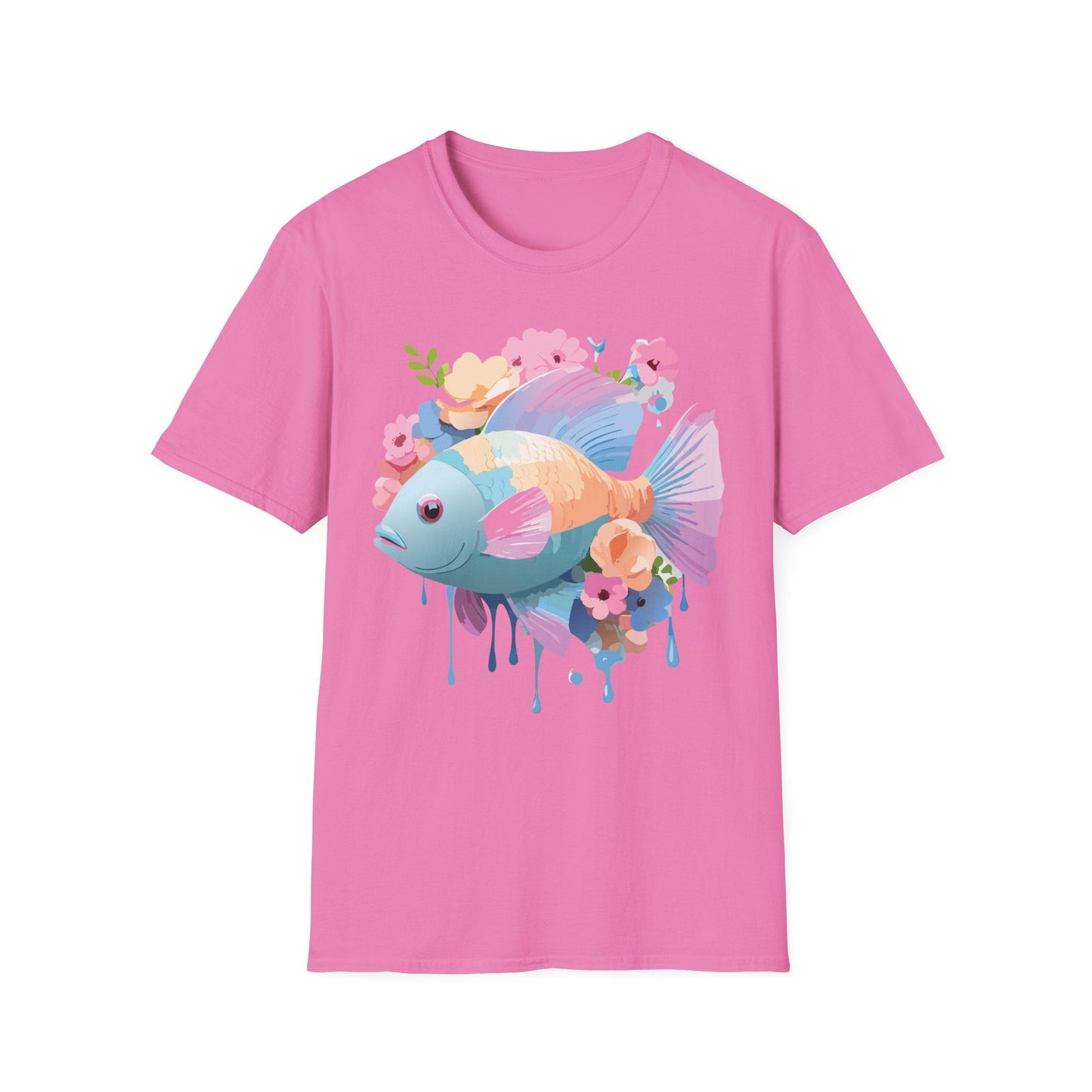 Fish Art Design Graphic Tee Unisex Short Sleeve T Shirt With Fish Artwork Premium Cotton