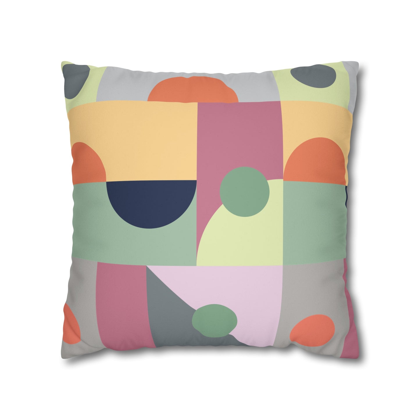 Faux Suede Pillowcase with Abstract print