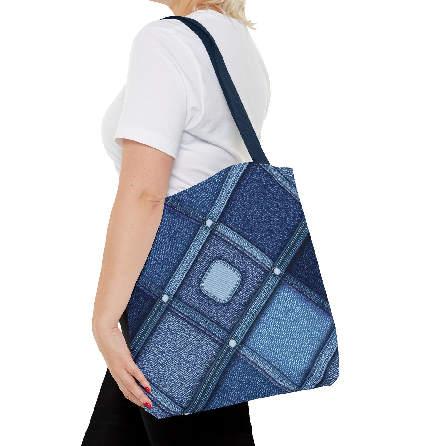 Denim Fabric Imitation Print Unisex Canvas Bag Poly Spun 3 Sizes Tote Bag 102