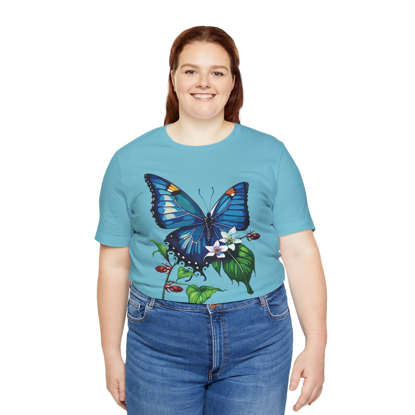 Cotton Tee Shirt with Butterfly Prints