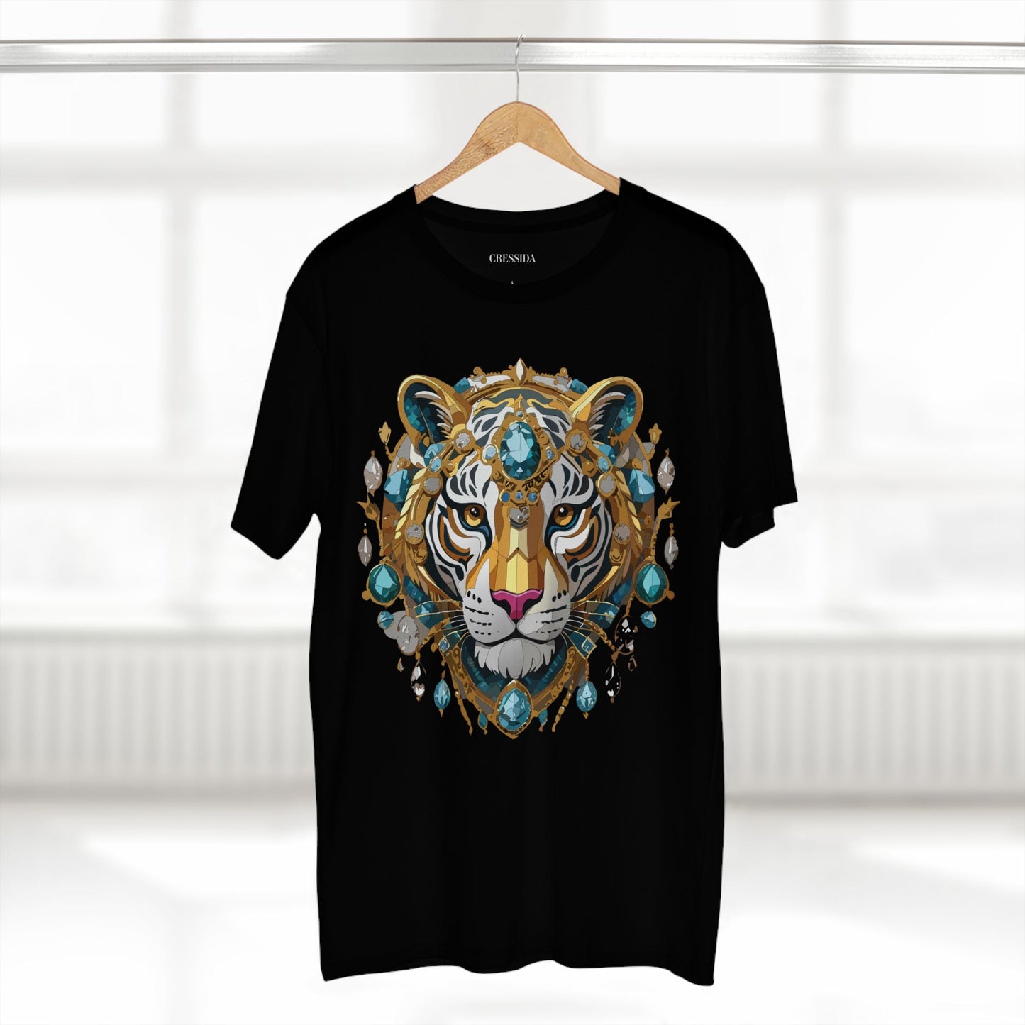 Tiger Graphic Unisex 100 Cotton Tee With Unique Animal Golden Medallion Art Design 50