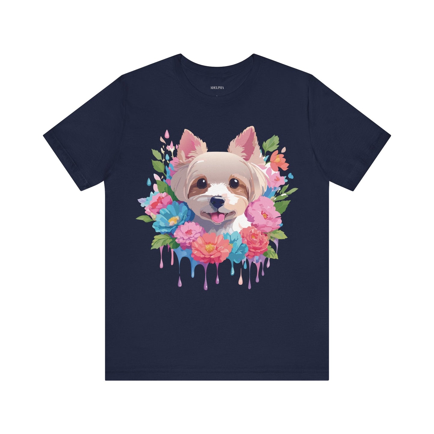 Unisex Graphic T Shirt With Original Adelpha Artwork Vintage Inspired Dog Design