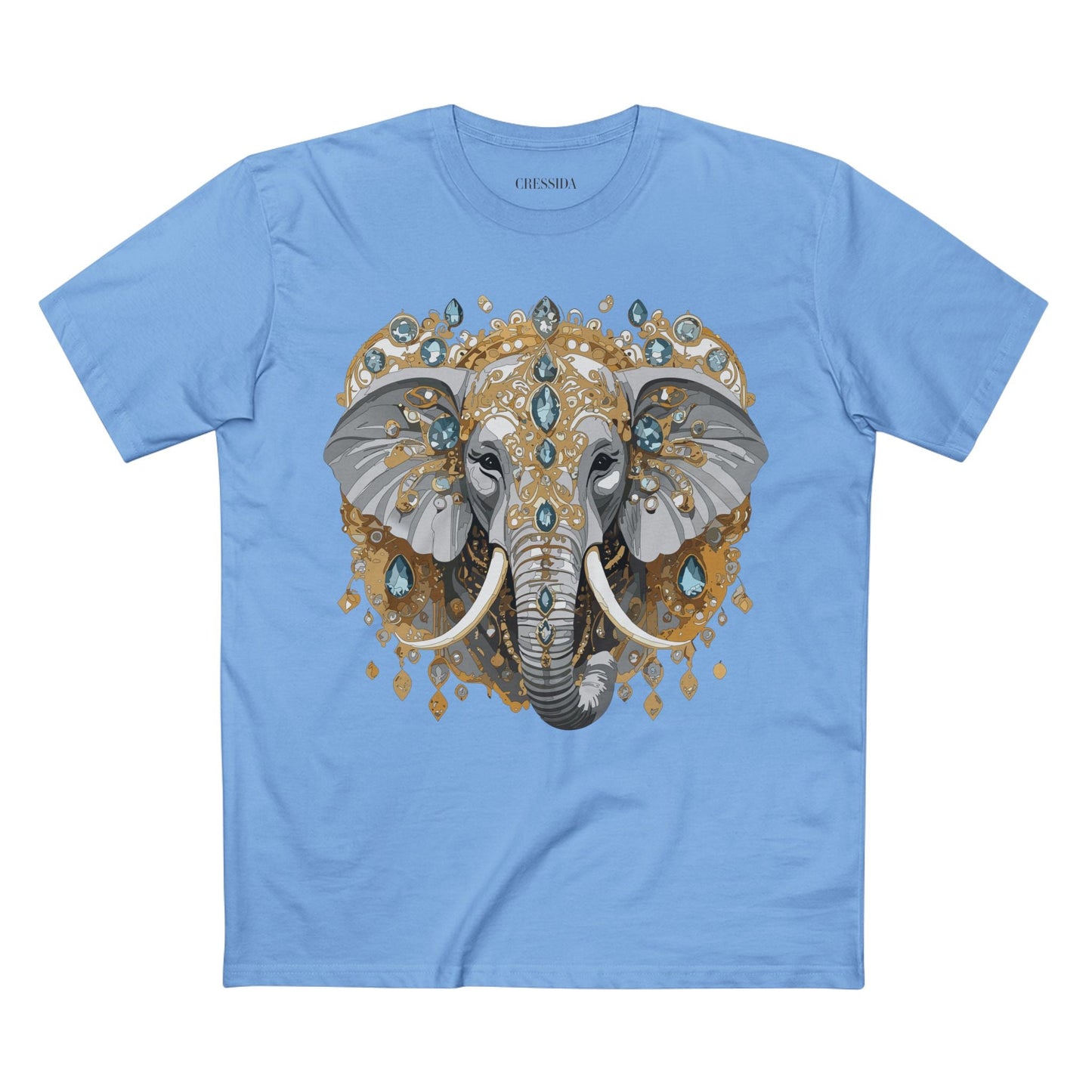 Elephant Graphic Unisex 100 Cotton Tee With Unique Animal Golden Medallion Art Design 38