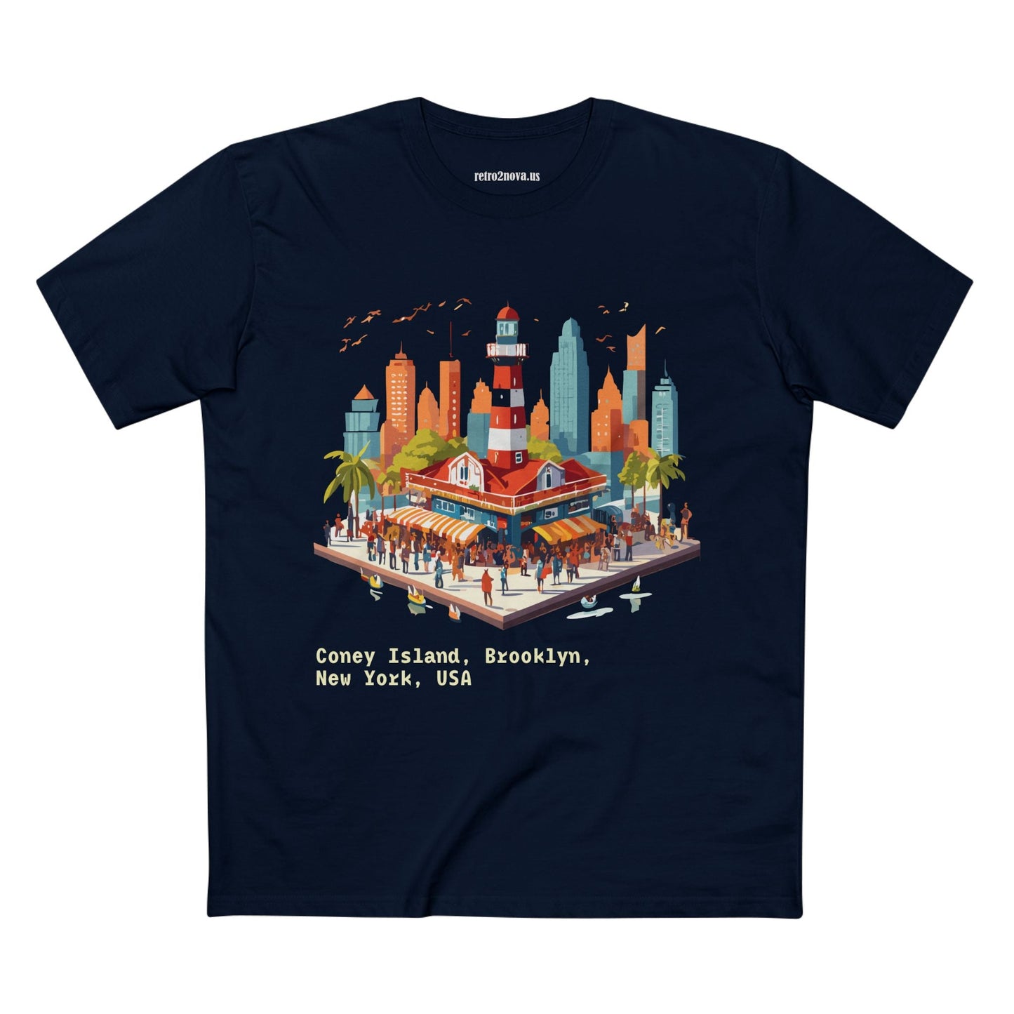 Unisex Travel Shirt Brooklyn Tourist Shirt Premium Cotton Tee with Original Art by Retro2Nova TT25