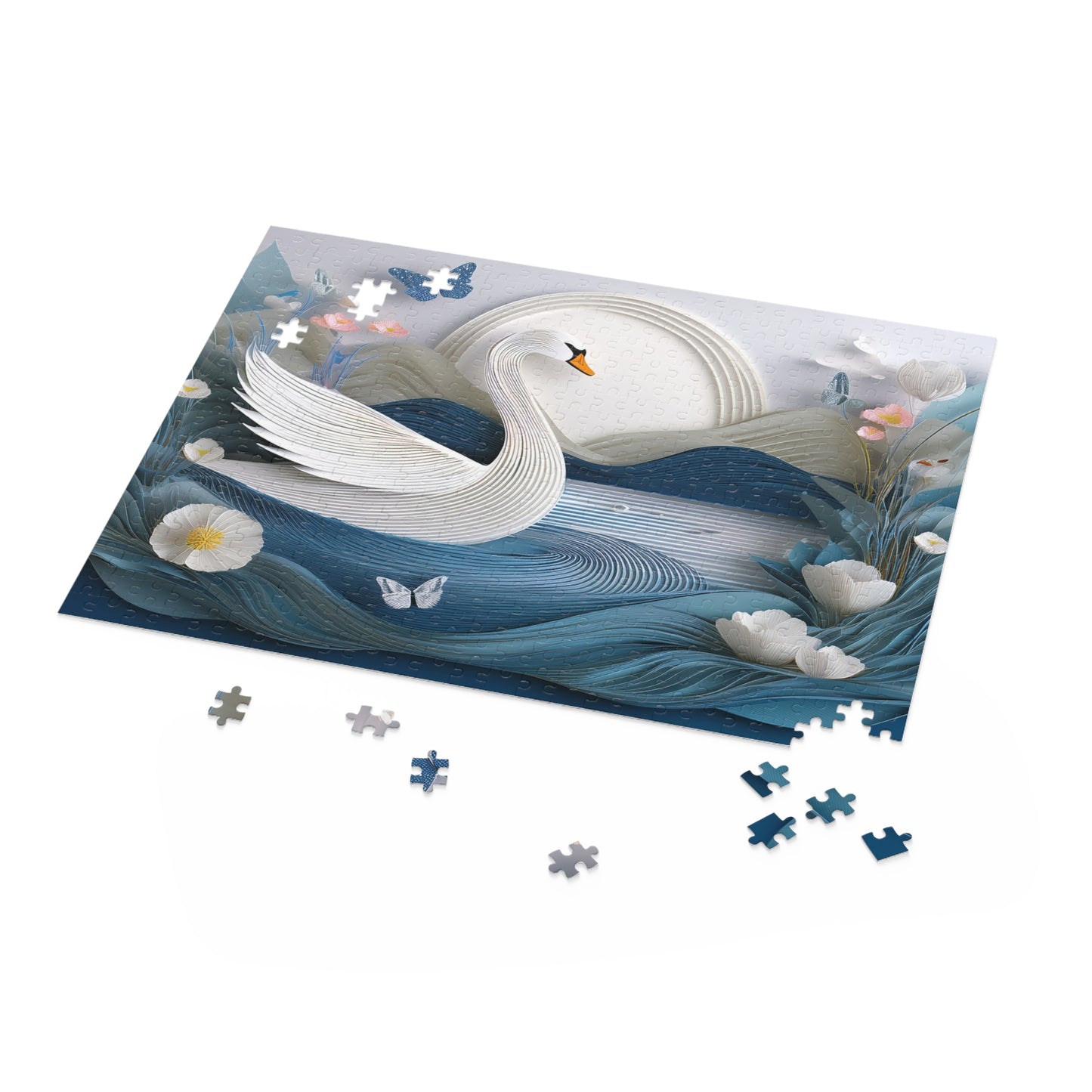 Puzzles-43 Kids Swan Puzzle 500-Piece  Floral Swan Puzzle 500-Piece, Birds Kids Puzzles Size: 16" x 20",  Ages 9+