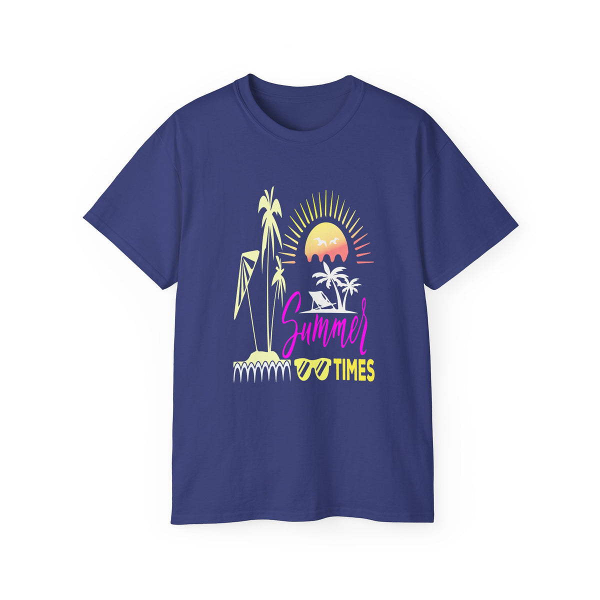 Summer Times tropical sunset Tee | palm trees, sunglasses, retro beach design