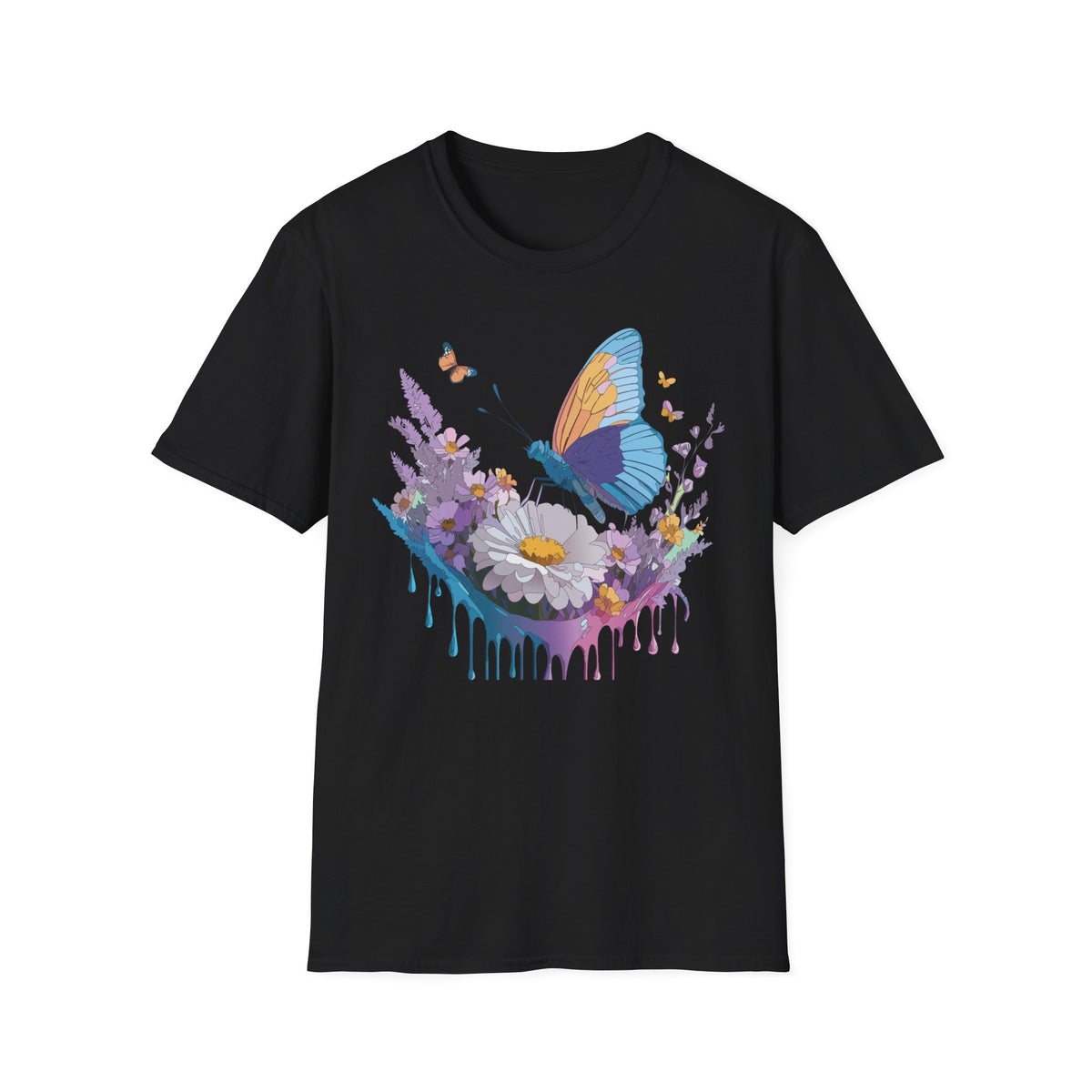 Butterfly and Wildflower Floral Graphic Tee Unisex 100 Cotton Gildan T-Shirt