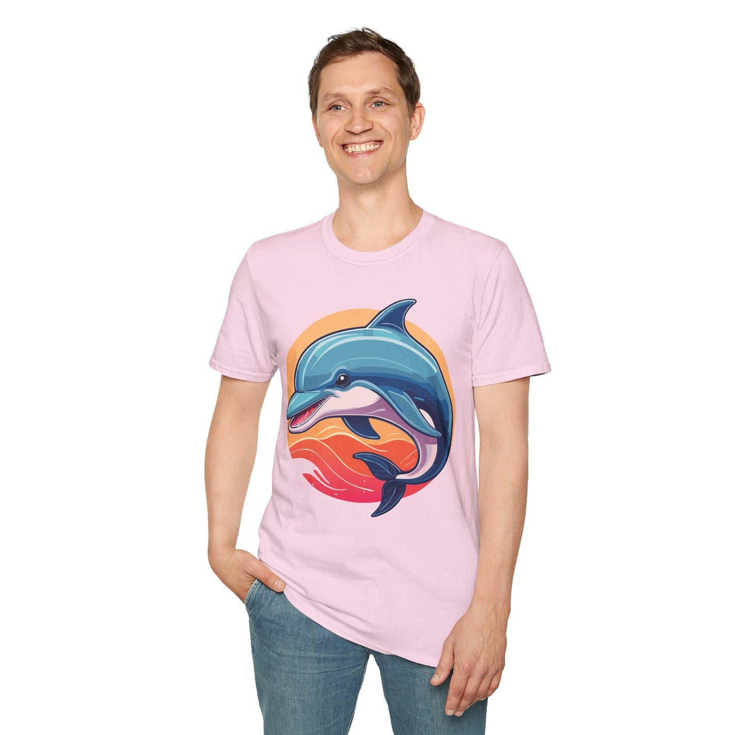 Unisex Dolphin Shirt Gildan Softstyle 64000 Tee 100 Percent Ring Spun Cotton Breathable Comfort