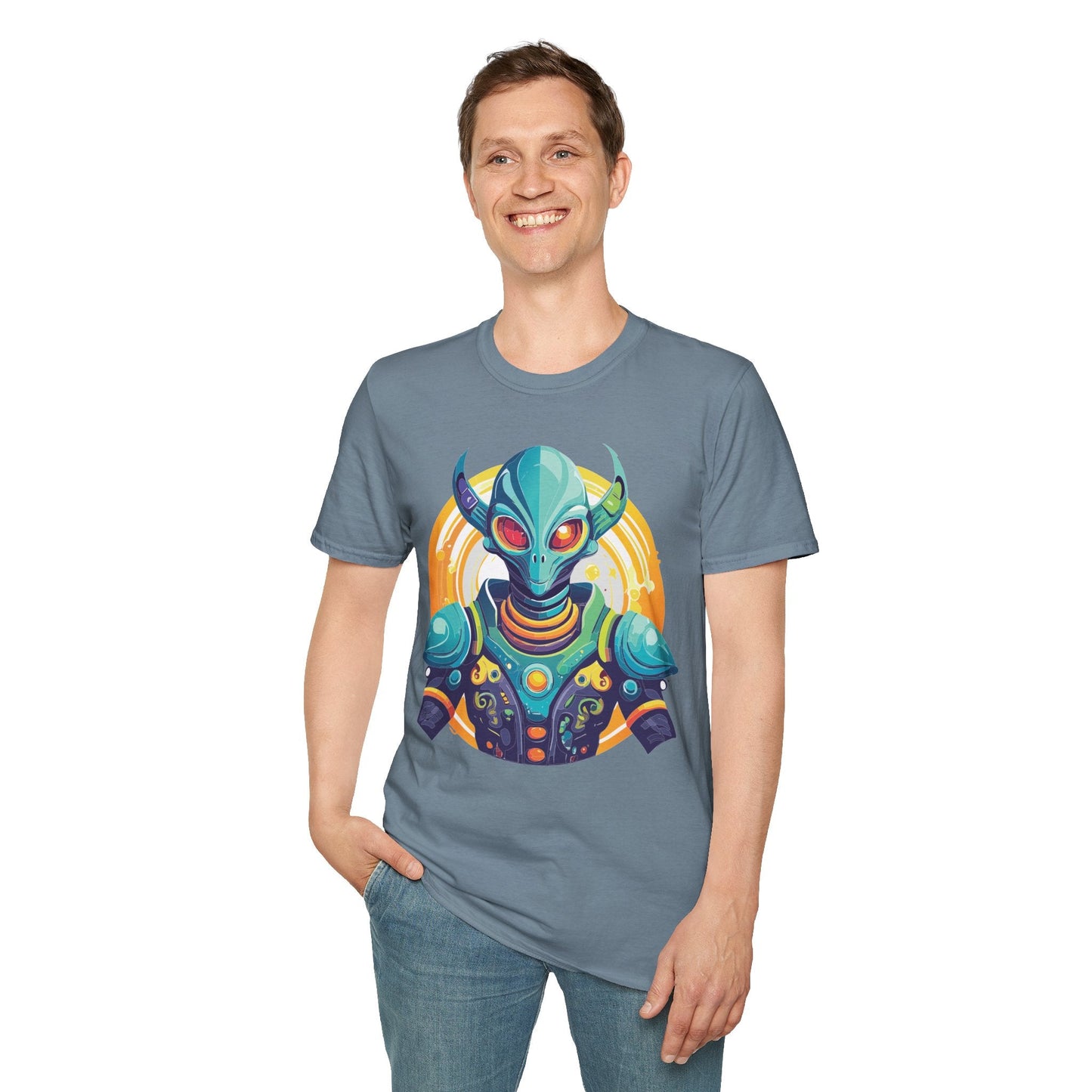 Alien T Shirt Cosmos Design Unisex Softstyle Cotton Tee With Aliens Art Graphic Print