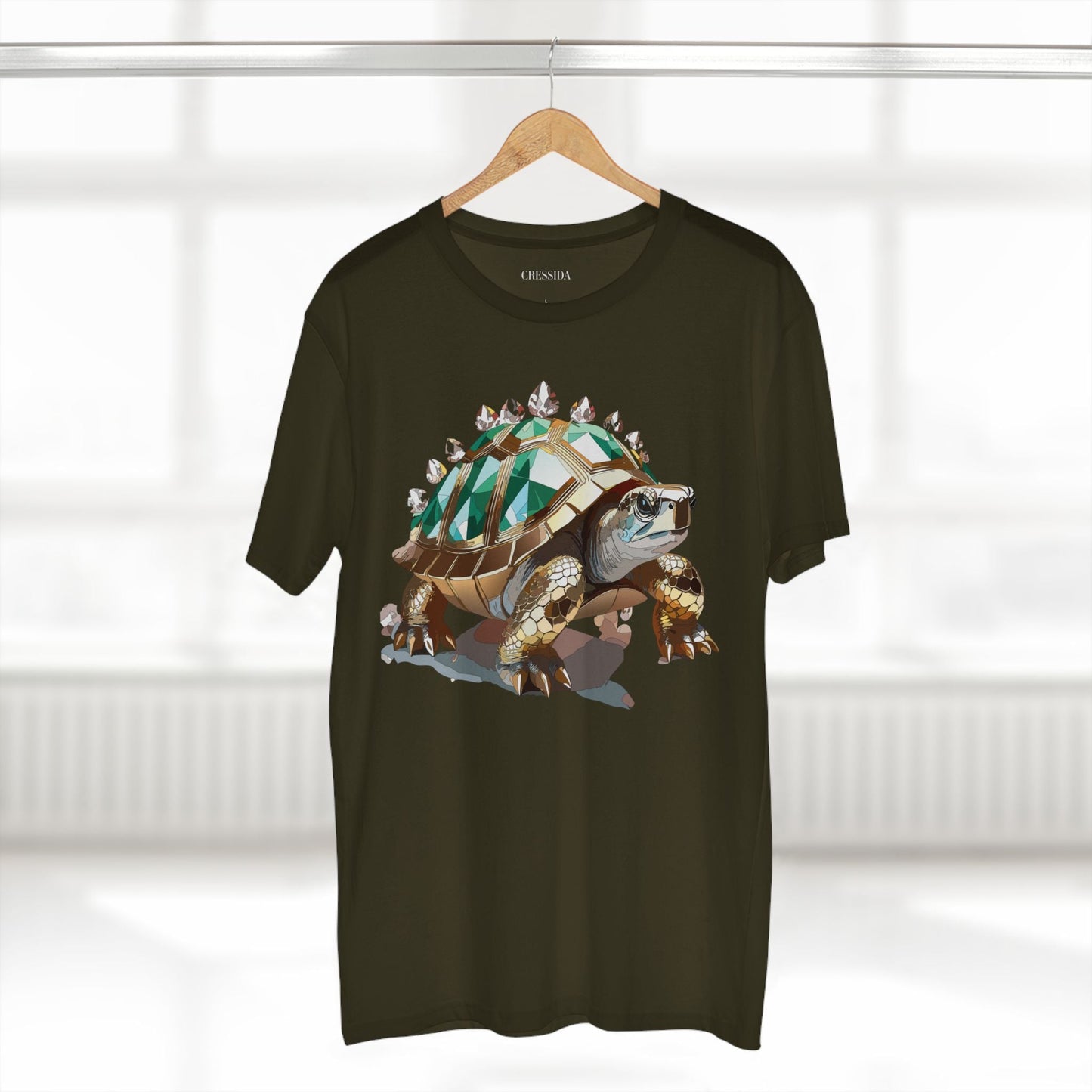 Turtle Graphic Unisex 100 Cotton Tee With Unique Animal Golden Medallion Art Design 33