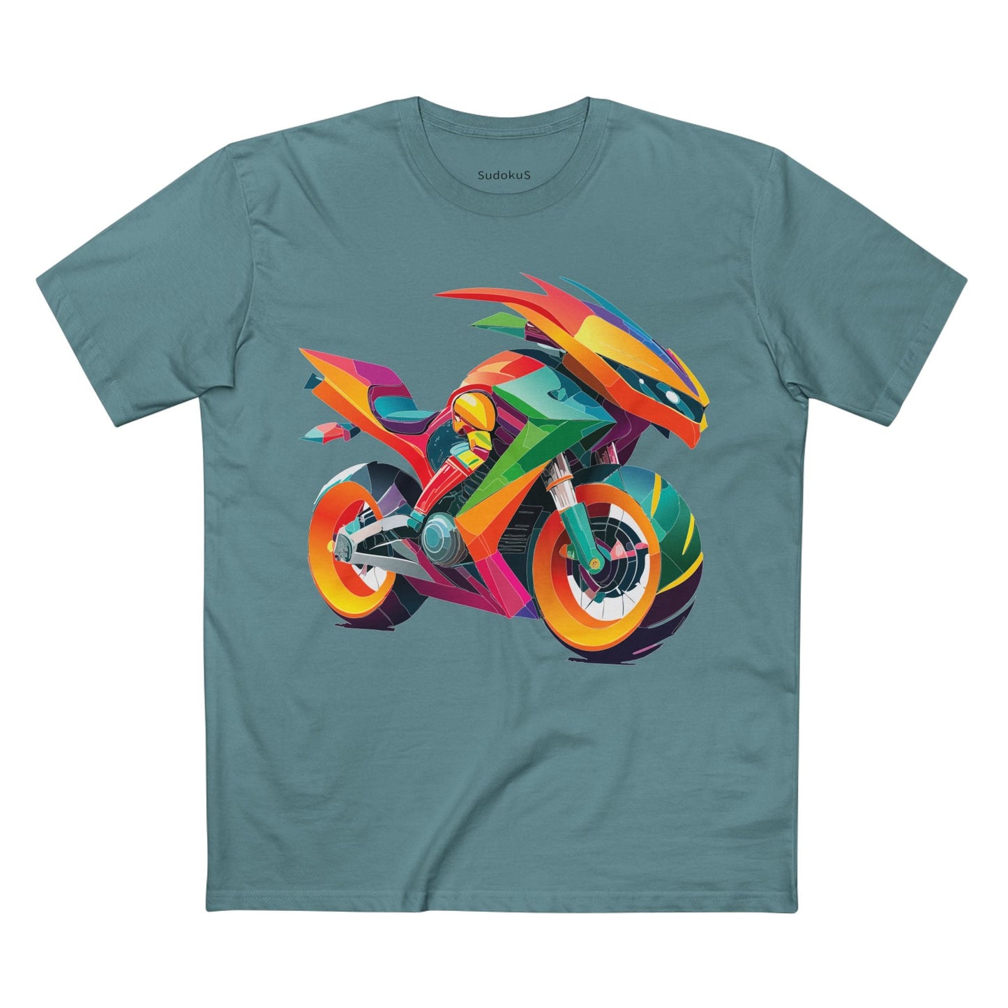 Moto Bike Graphic Unisex 100 Cotton Staple Tee 9