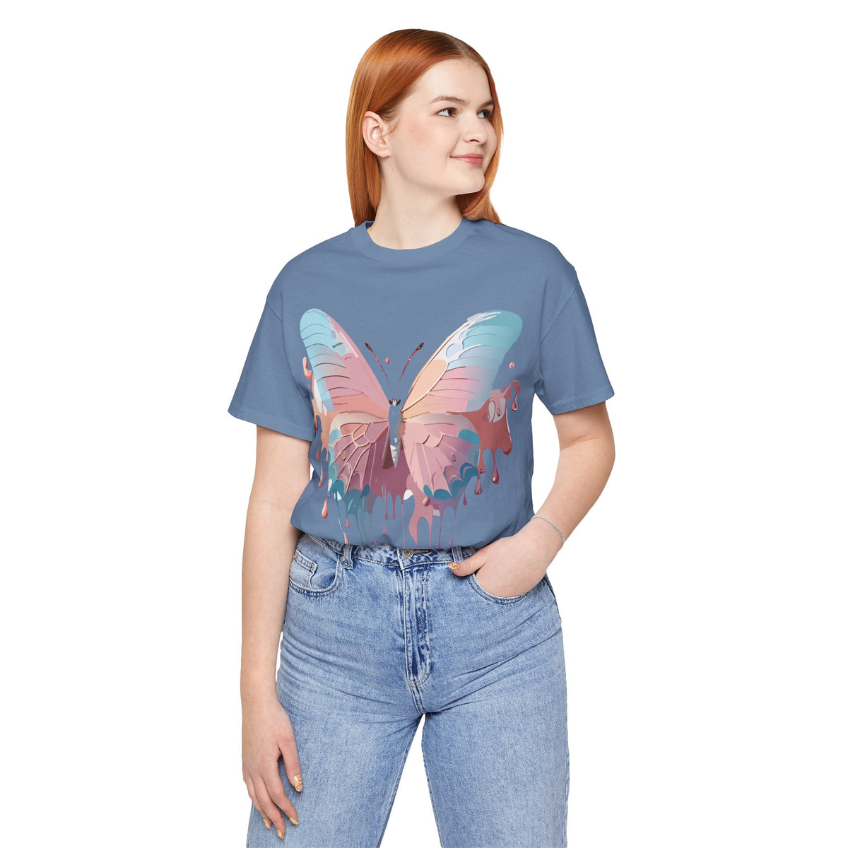 Butterfly Graphic Unisex Cotton Bella+Canvas Tee with Art Design n92