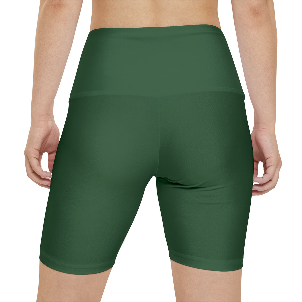 Hunter Green High-Waist Women's Workout Shorts — Olive Green Performance Biker Shorts