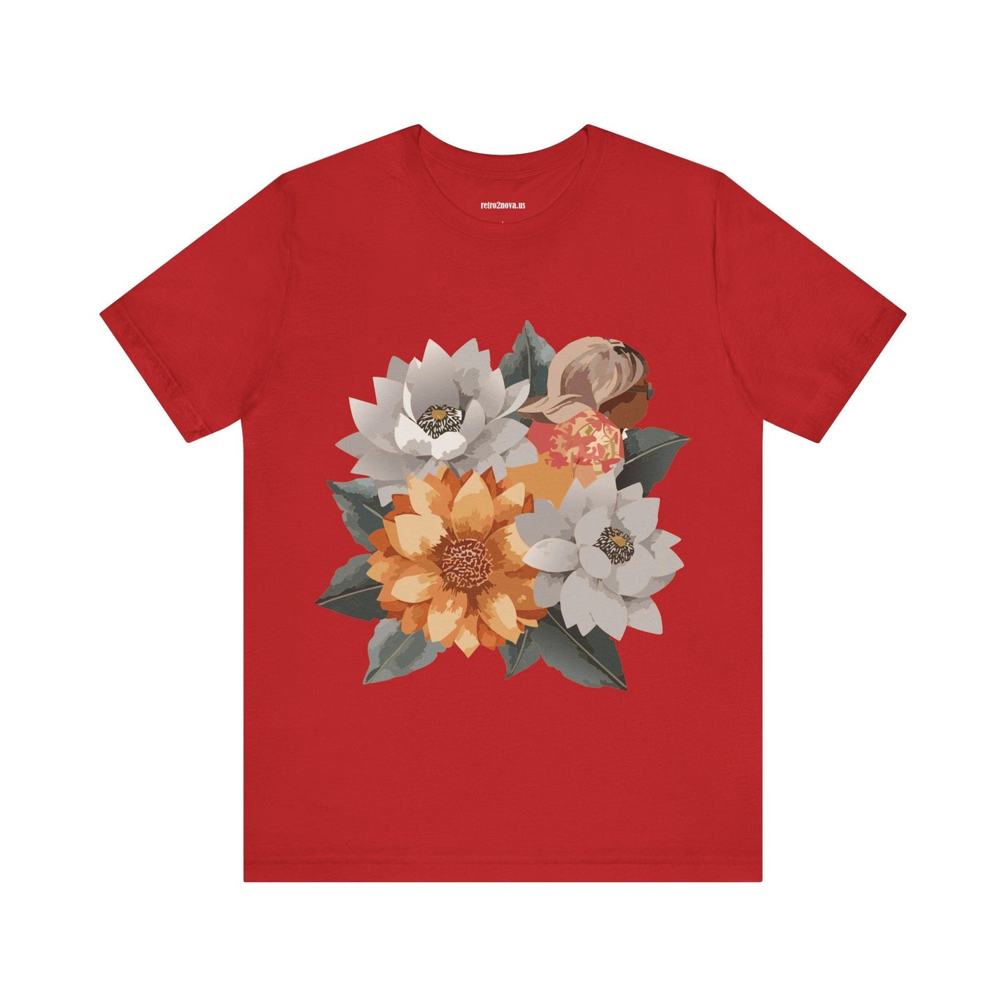 Retro2Nova Flowers Shirt Floral Shirt Unisex Floral Tee Lightweight Breathable Jersey