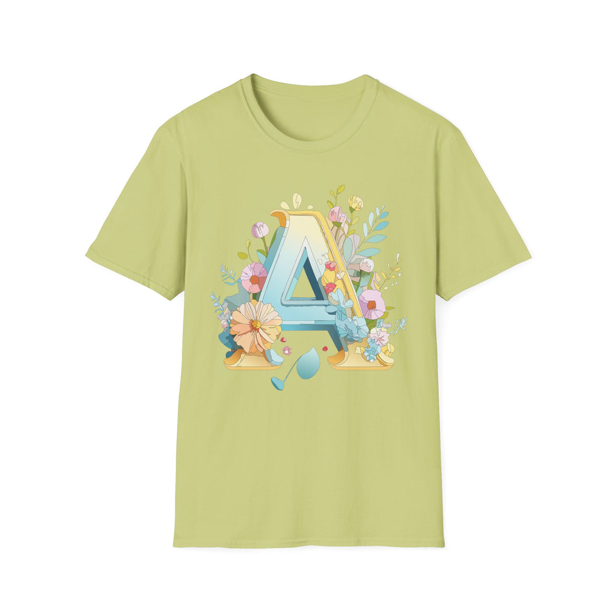 Floral Letter A T-Shirt | Monogram Initial Tee