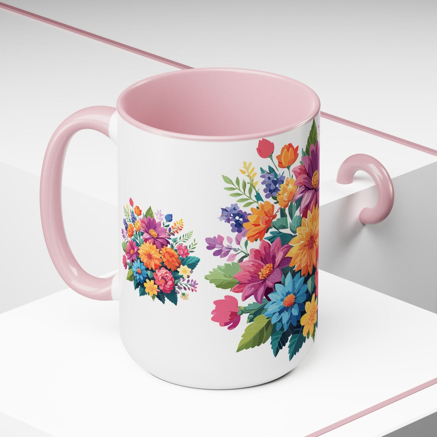 Tazas de café de dos tonos con flores