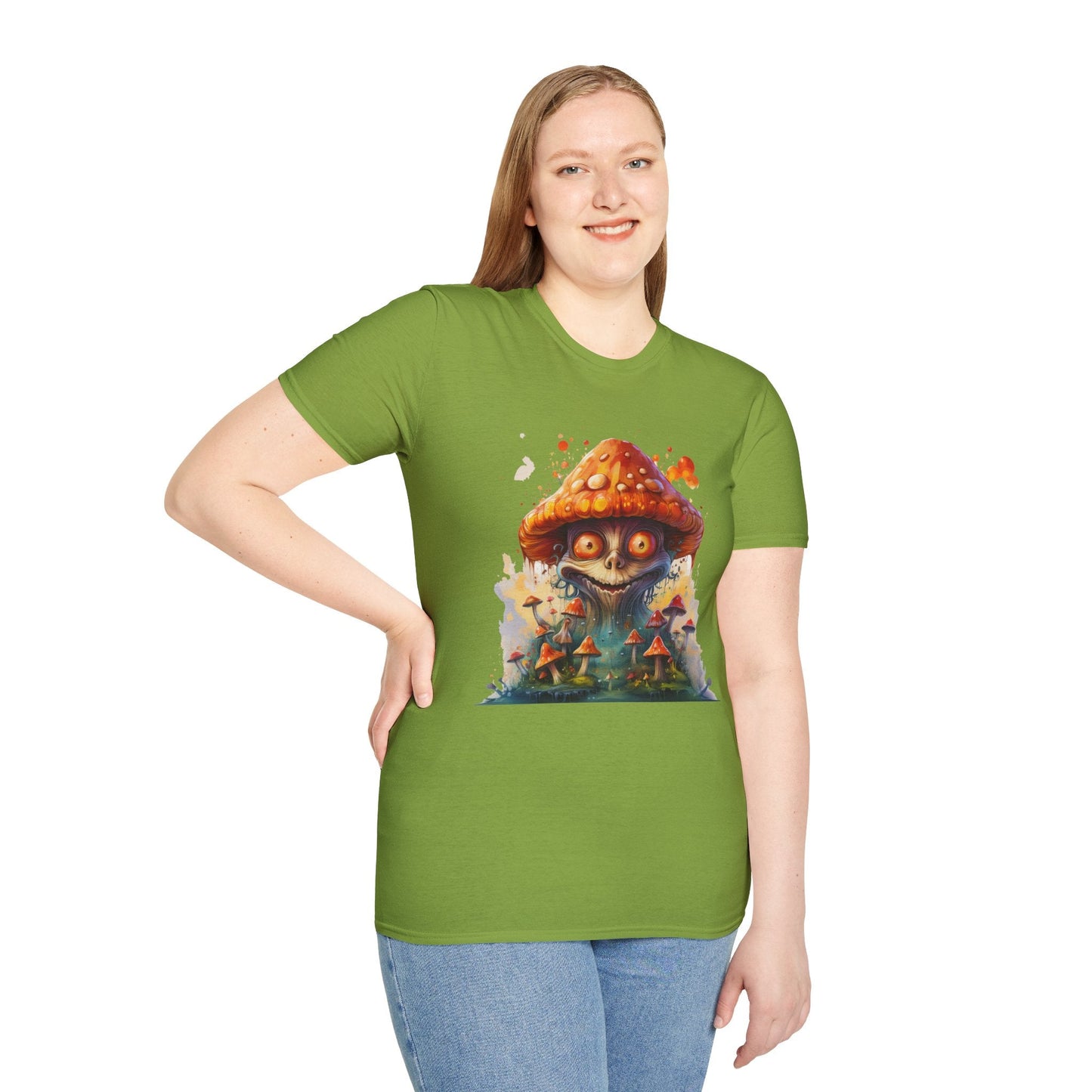 Funny Mashroom Tee Shirt Unisex Softstyle Cotton Art Design with Fungus Graphic Artwork Theme