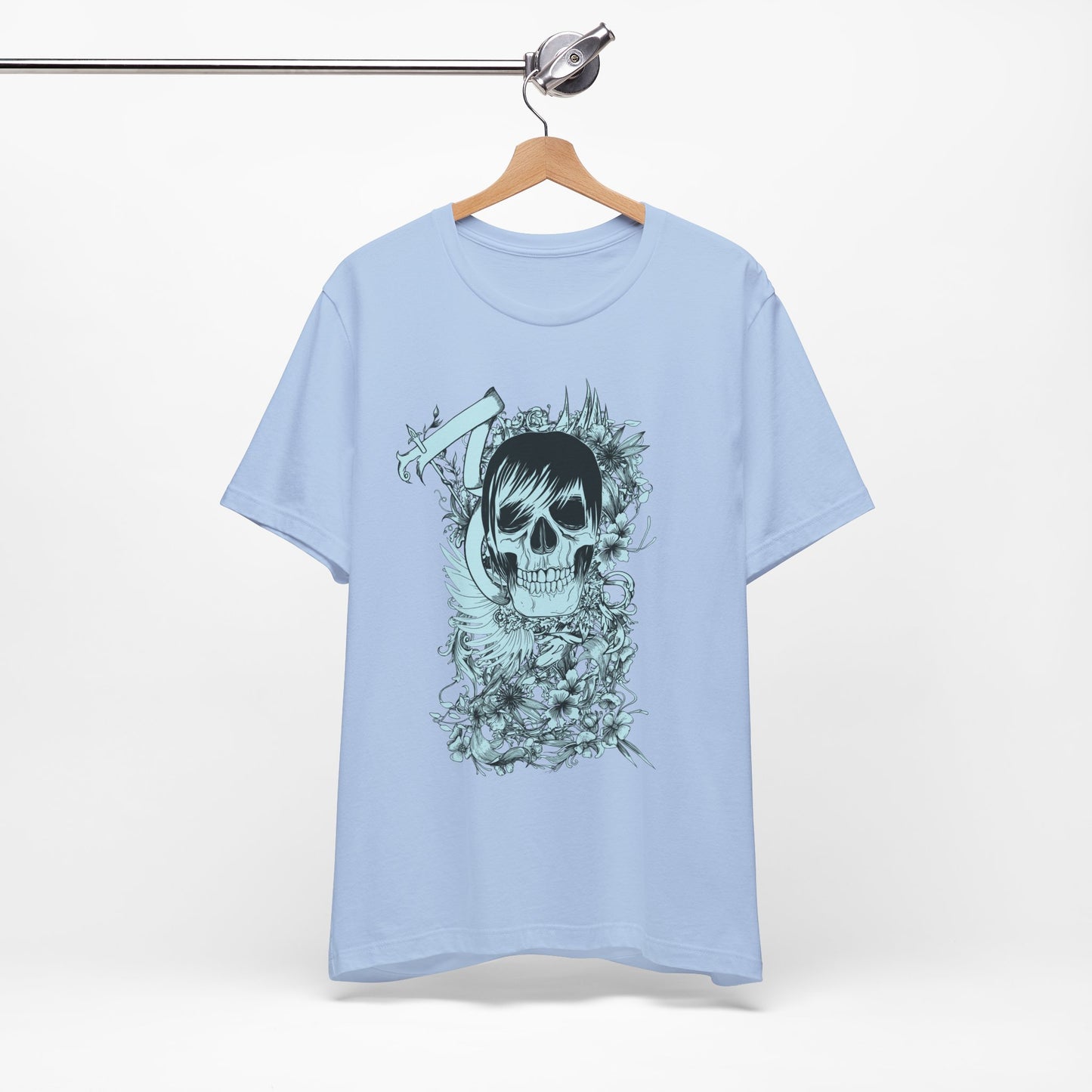 Sky Skull Graphic Design Tee, Skull Shirt, Vintage Tees, Art Design T-Shirt, Vintage Graphic Tee, Art Shirts with Skulls