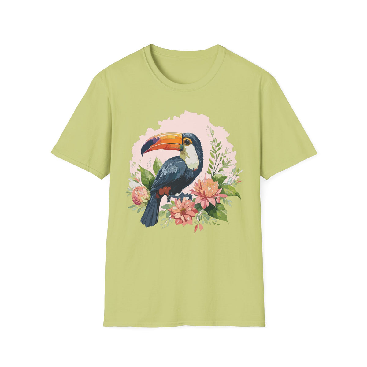 Tropical Toucan Illustration T-Shirt | Floral Bird Graphic
