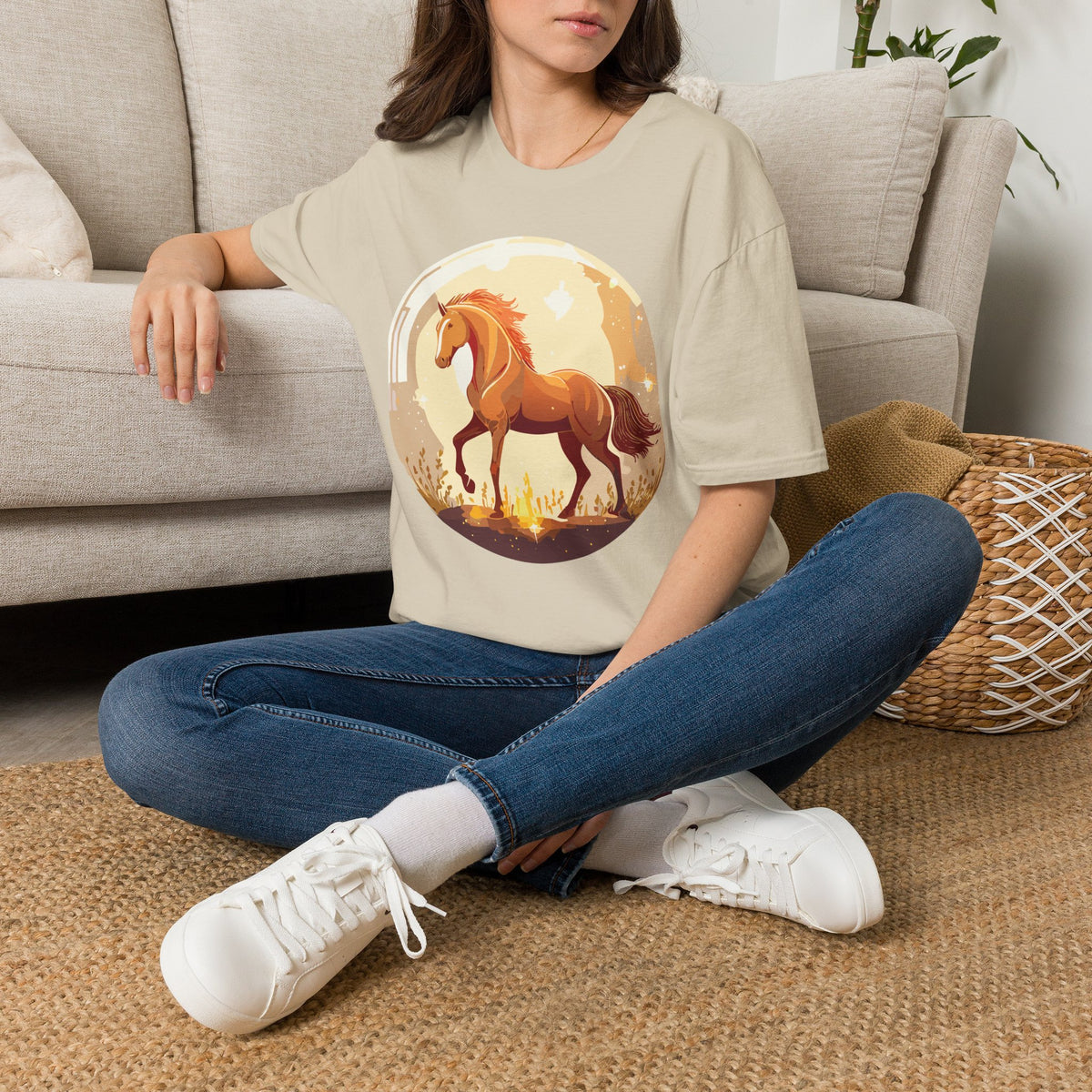 Sunset Chestnut Horse T-Shirt | Galloping Horse Graphic Tee