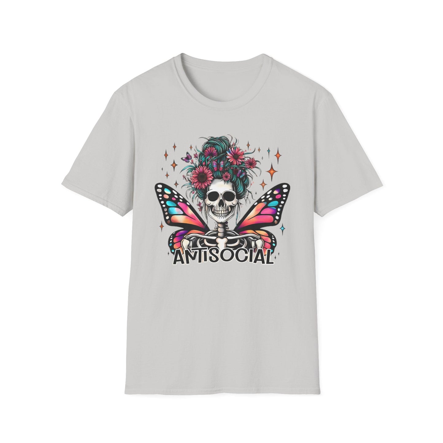 Unisex Skull Graphic Tee Shirt Short Sleeve Skeleton Gildan Softstyle 64000 100 Ring Spun Cotton