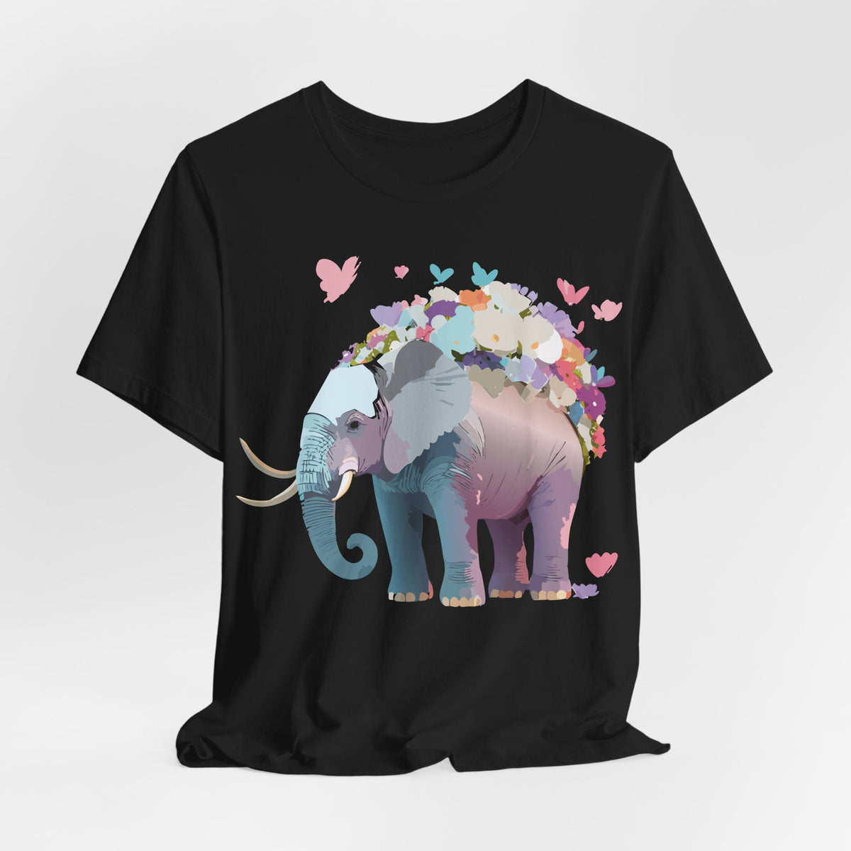 Elephant Graphic Unisex Cotton Bella+Canvas Tee with Art Animal Design e136