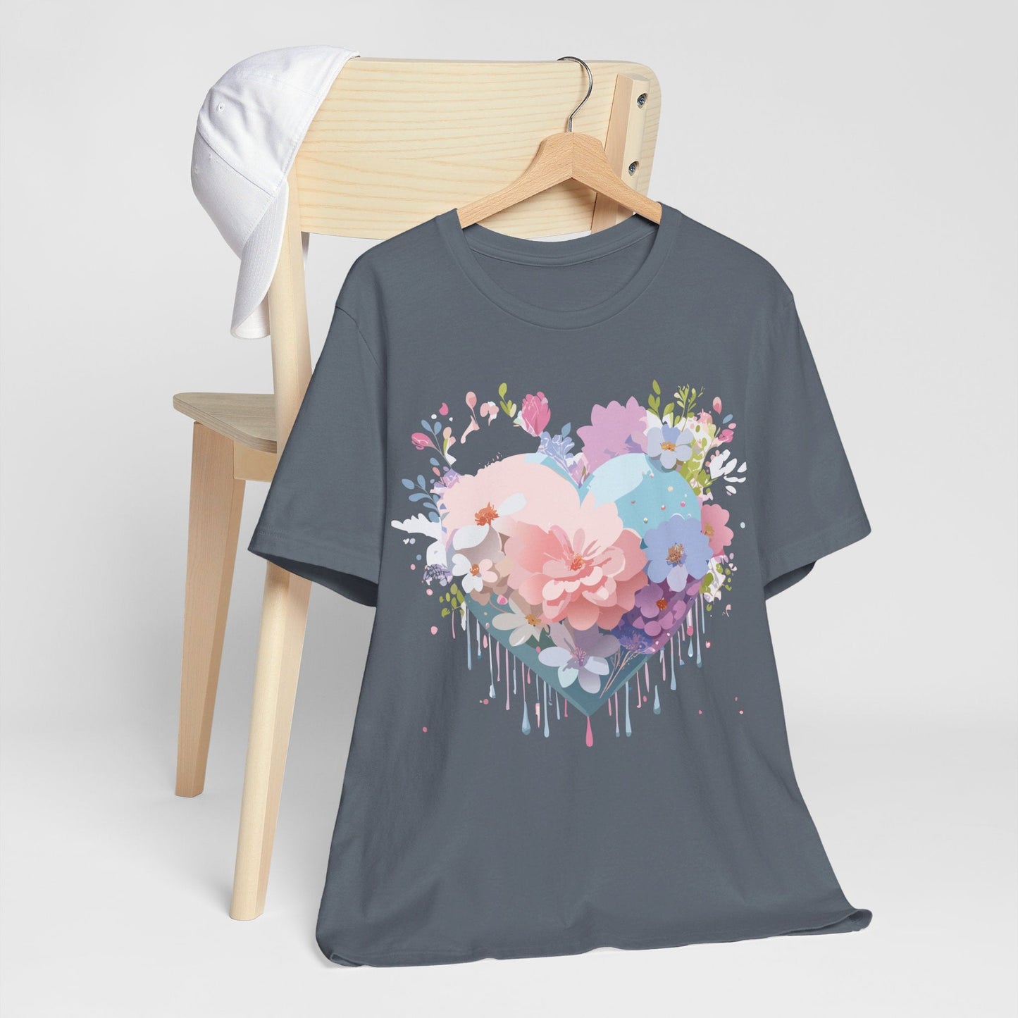 Valentine Day Graphic Unisex 100 Cotton Vintage Artwork with Love and Flower Design Tee 32