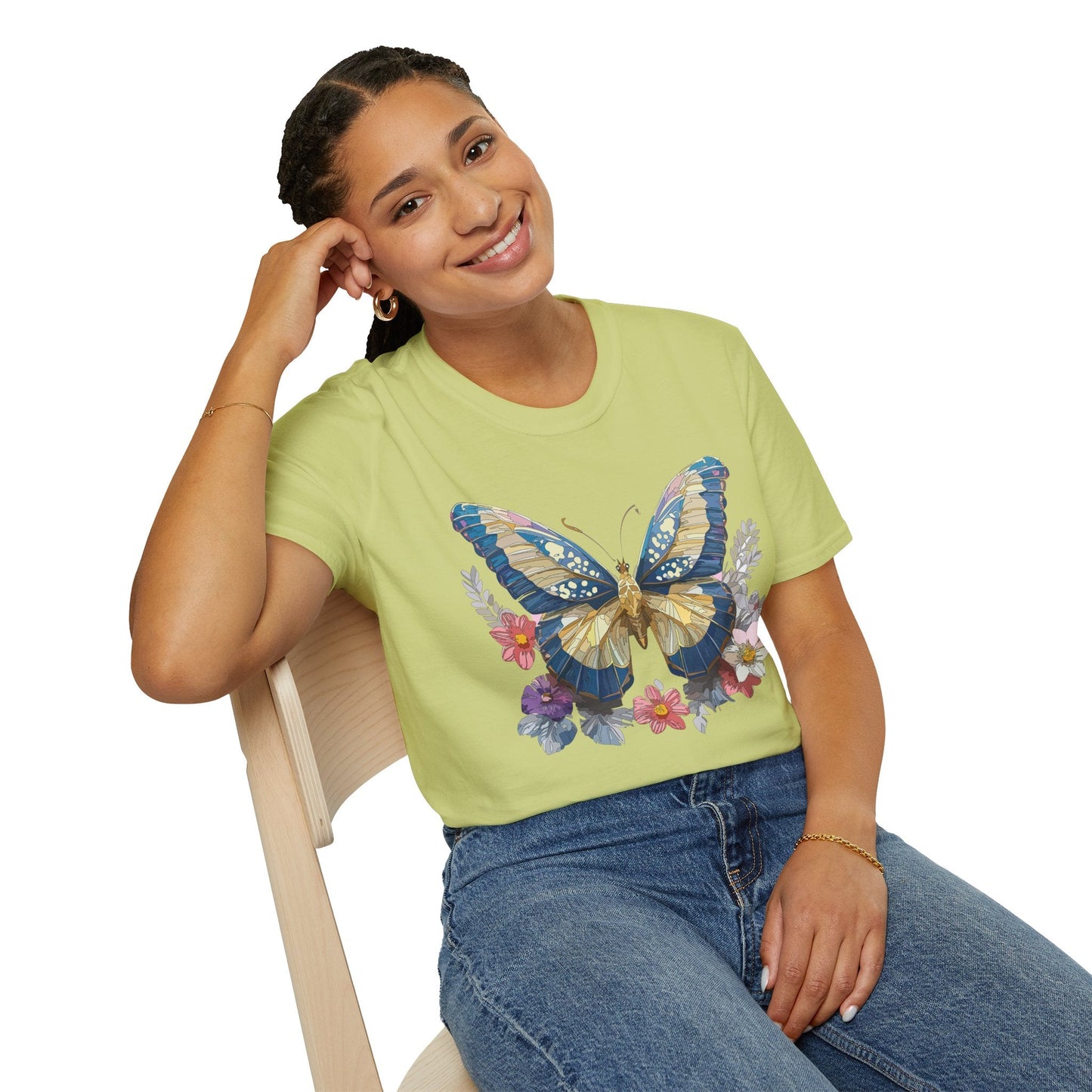 Butterfly Unisex Short Sleeve Tee Shirt Gildan Softstyle 64000 Monarch Design Graphic Tee