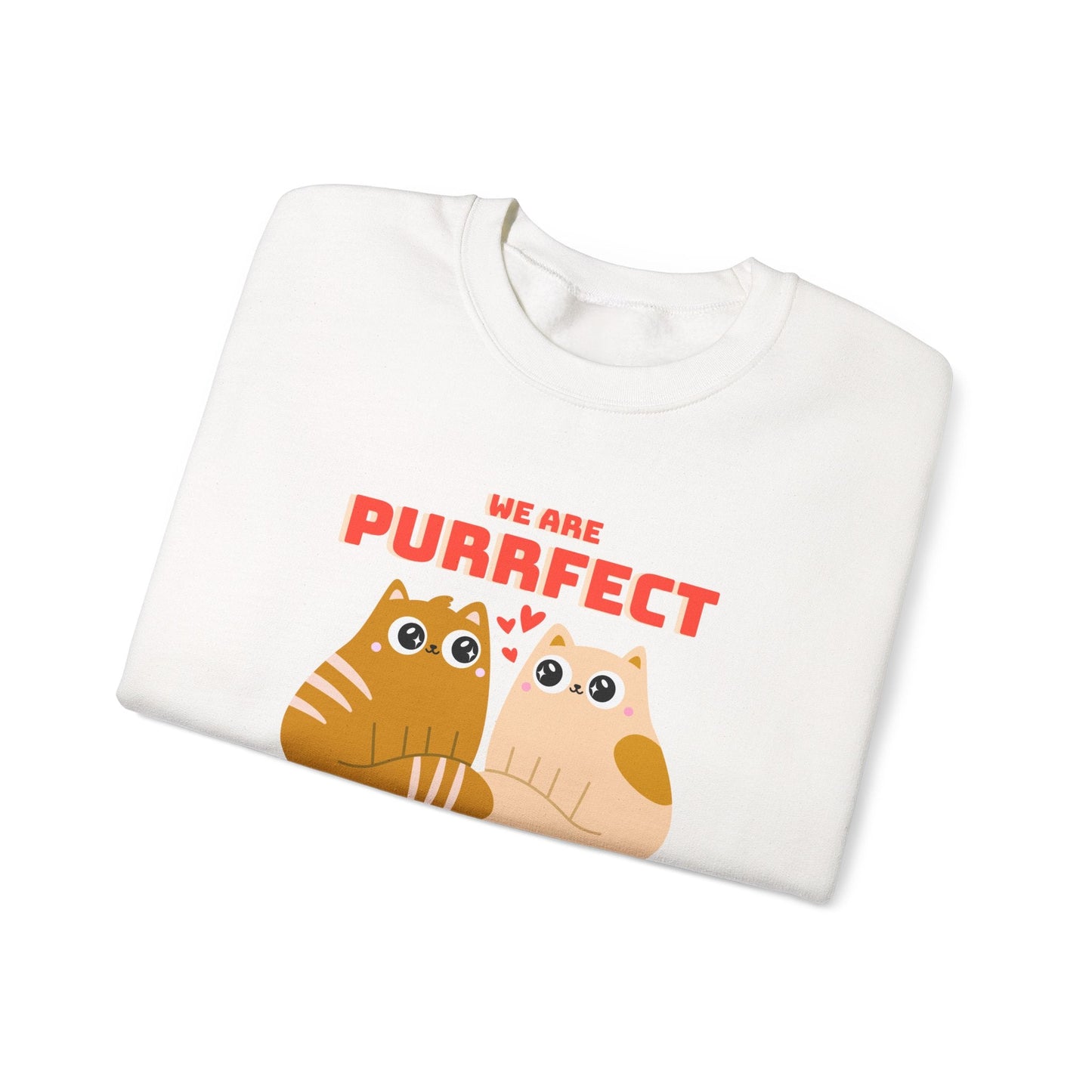 Cat Heart Sweatshirt Unisex 50/50 Cotton-Poly Blend Valentine Gift For Cat Lovers