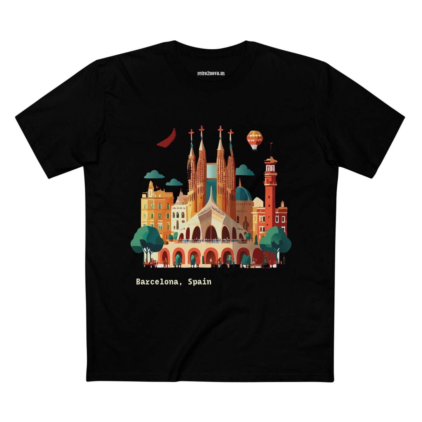 Barcelona Travel Shirt Unisex Cotton Art Tee Retro2Nova Premium Quality Original Art Design