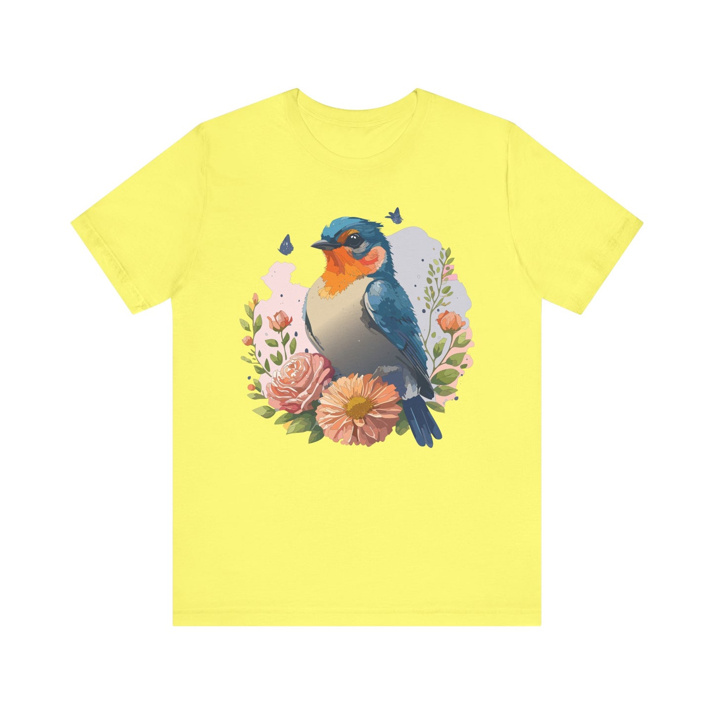 Floral Bird Tee, Animal Shirt, Bird Shirt, Floral Tee, Flower T-shirt, T-Shirt with Animal