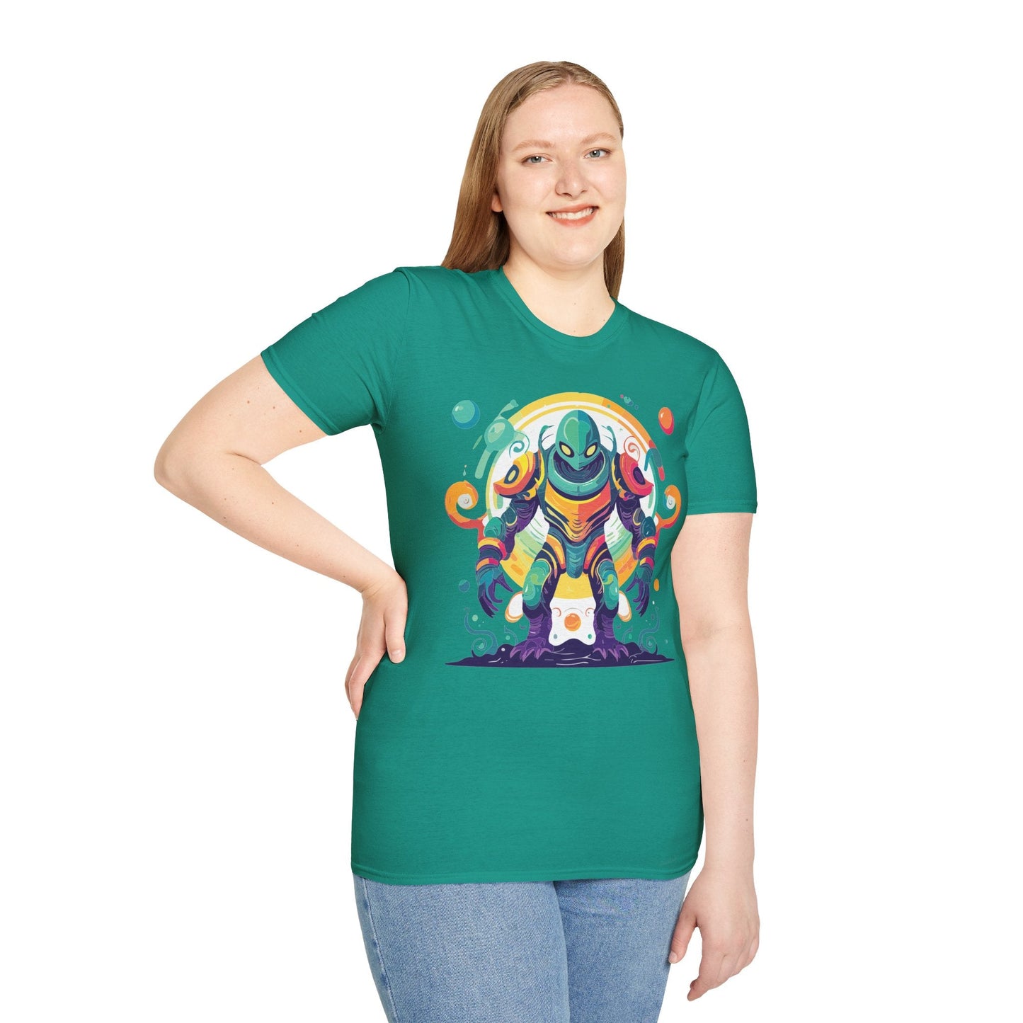 Cosmos Alien T Shirt Unisex Softstyle 64000 with Art Design Durable Comfort Artwork Tee