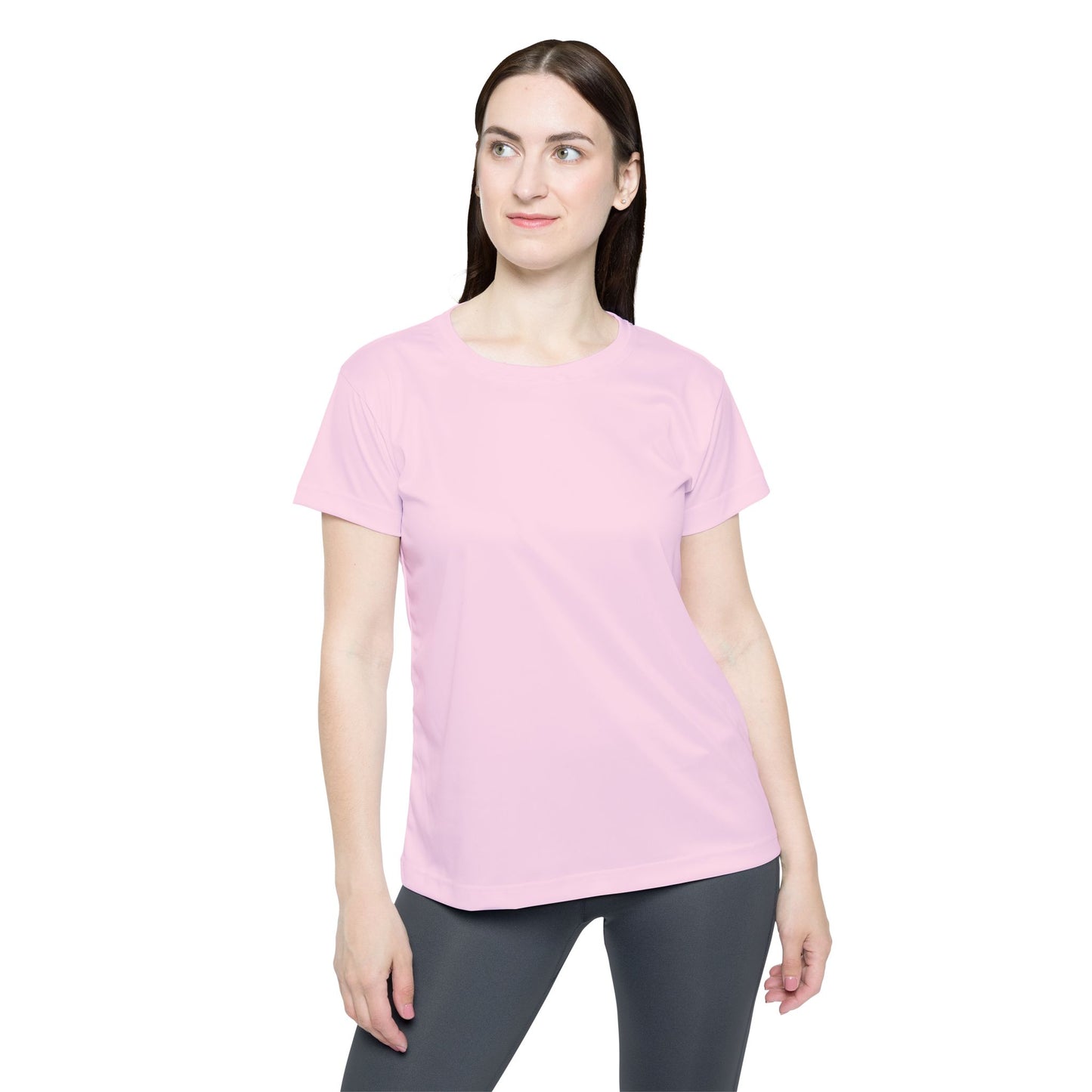 Petal Frost Pink Women's Sports Jersey Short Sleeves 100% Poly Solid Ligh Pink Color Print Athletic Tee