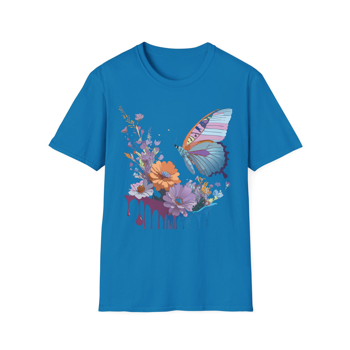 Butterfly Floral Graphic Design Unisex 100 Cotton Gildan T-Shirt