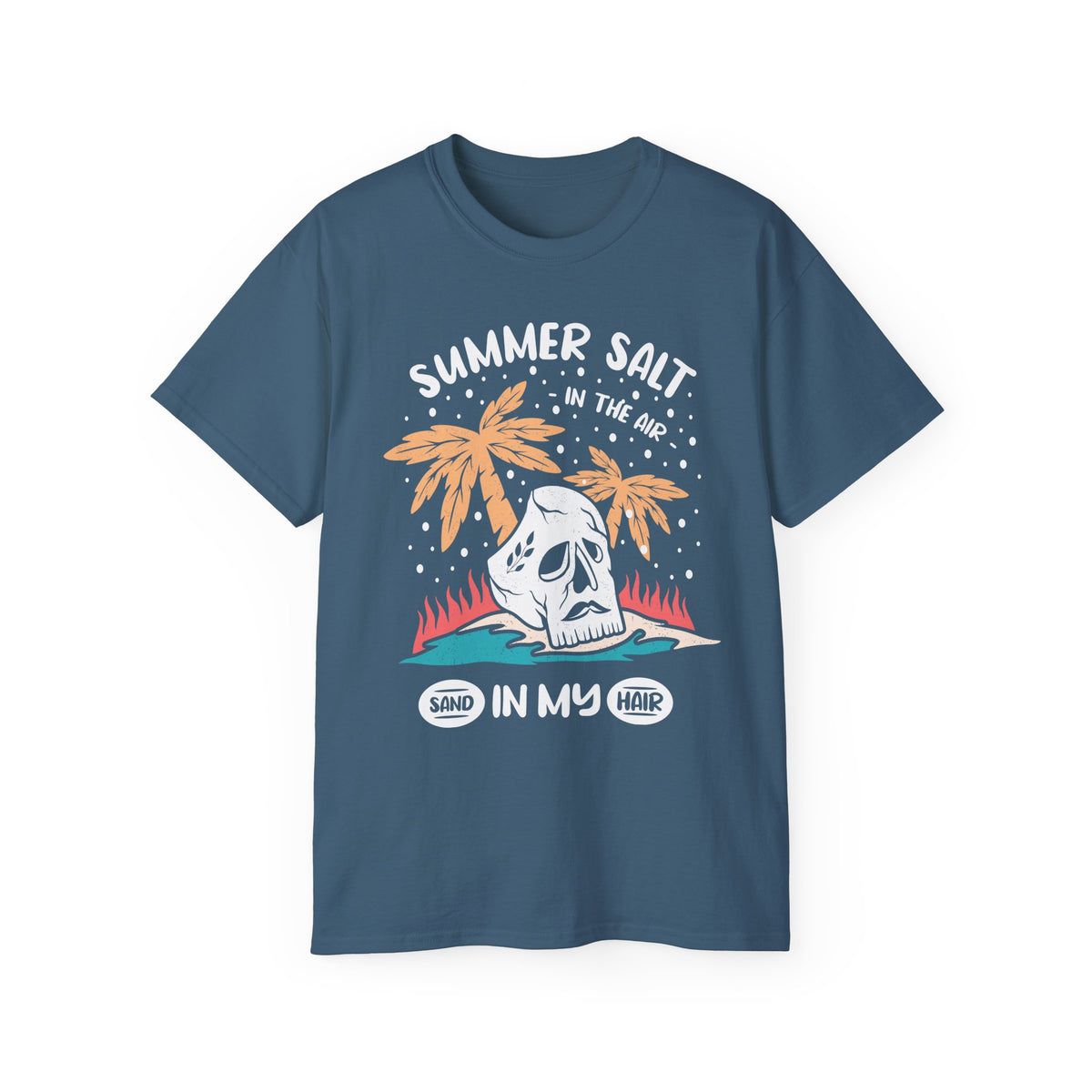 Summer Salt Skull Tee | Palm Trees Beach Vibes Graphic Shirt