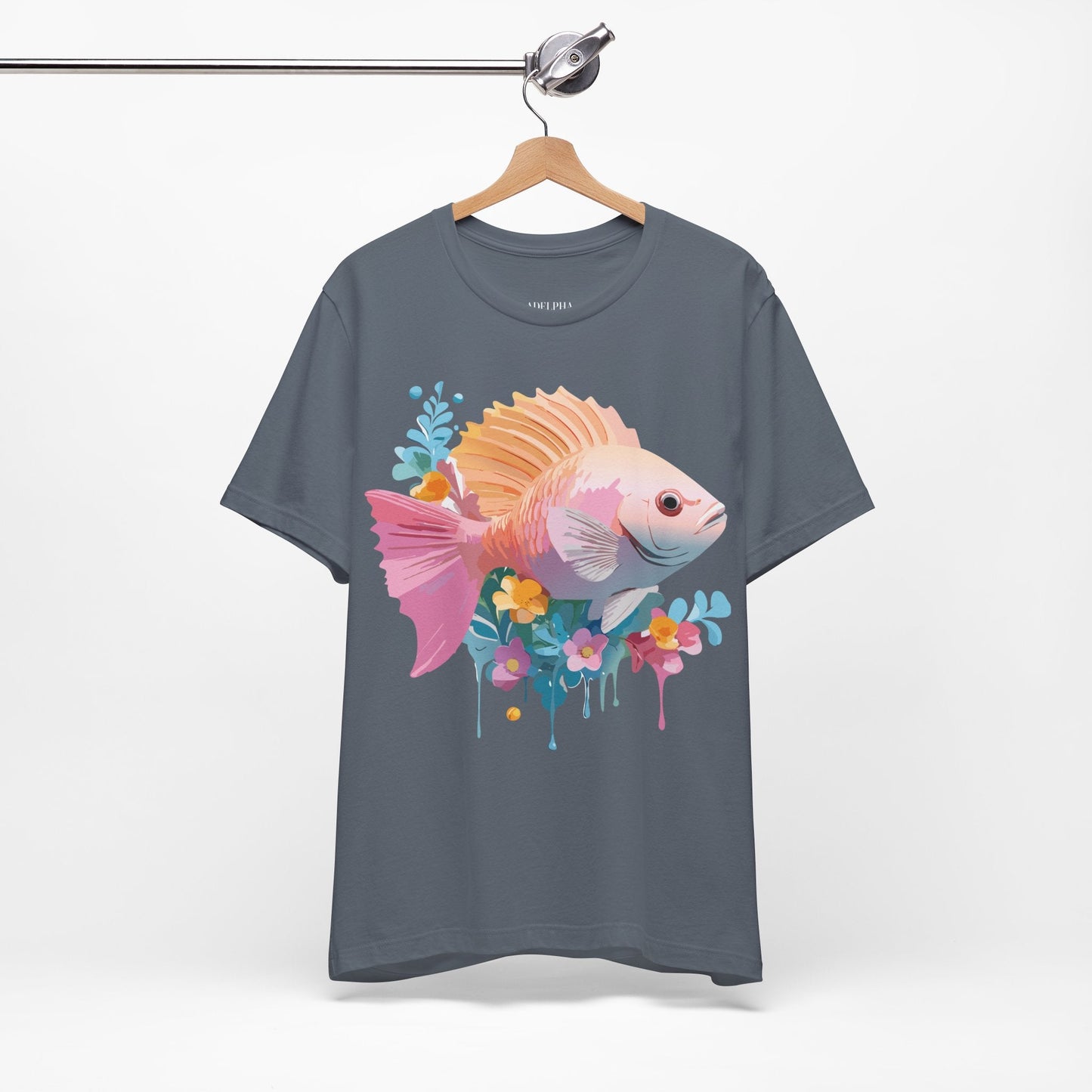Adelpha Fish Graphic Tee Unisex Short Sleeve Shirt Vintage Inspired Art Design Collection