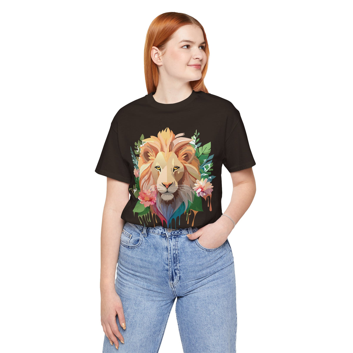 Lion Graphic Unisex Cotton Bella+Canvas Tee with Art Animal Design e317