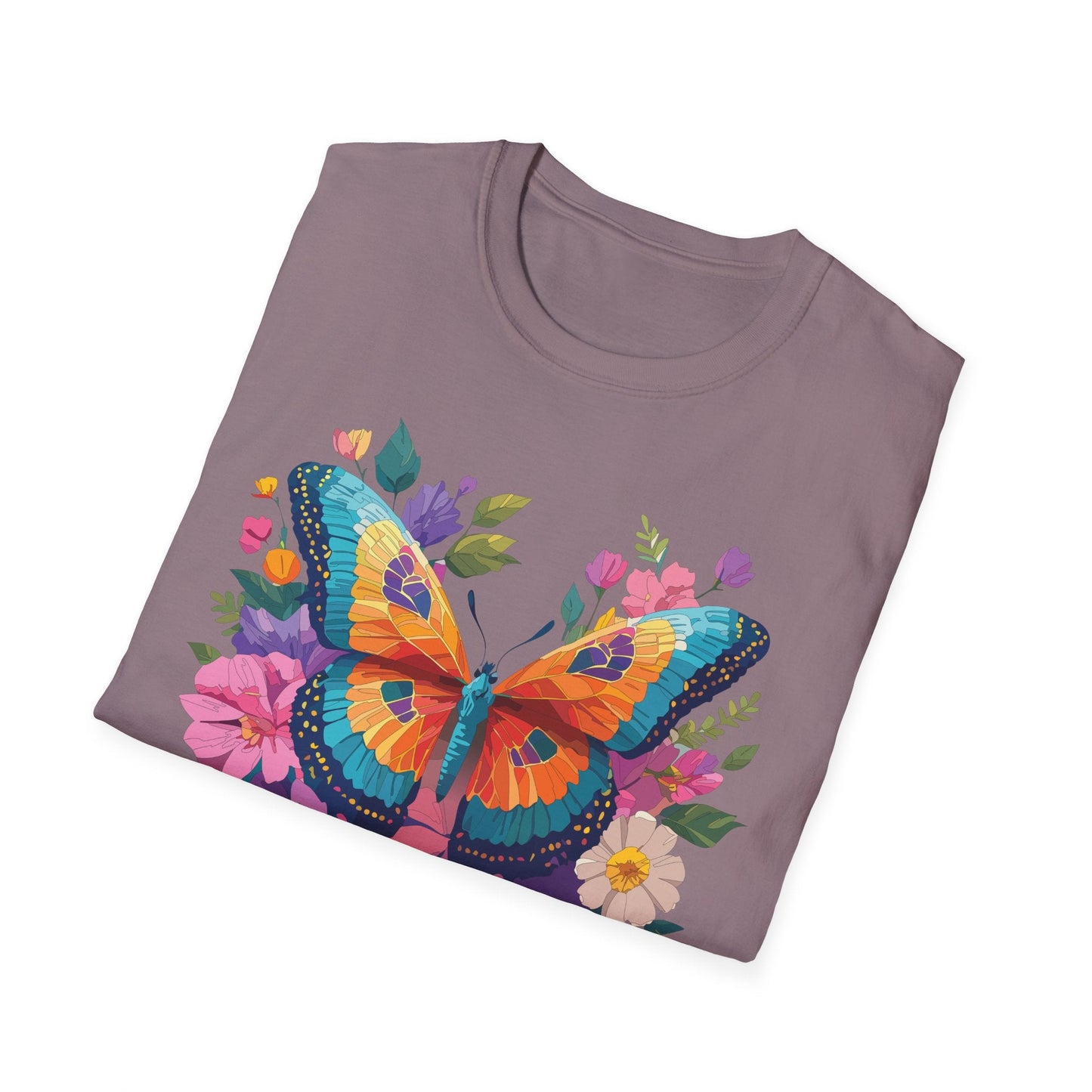 Butterfly Themed Unisex Softstyle T Shirt 100 Cotton Monarch Design Tee Gildan 64000