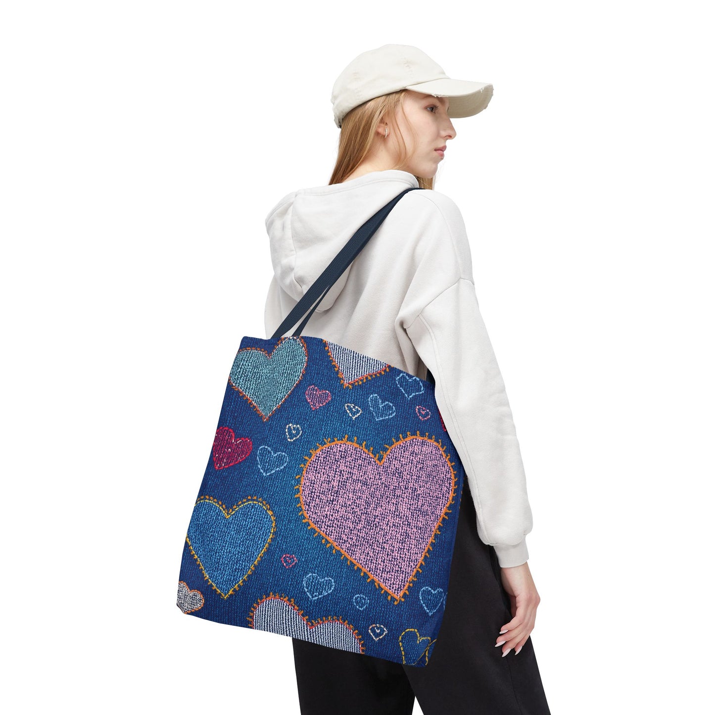 Love Day Graphic Design Denim Fabric Imitation Print Unisex Canvas Bag POLY 3 Sizes Tote Bag 201-27