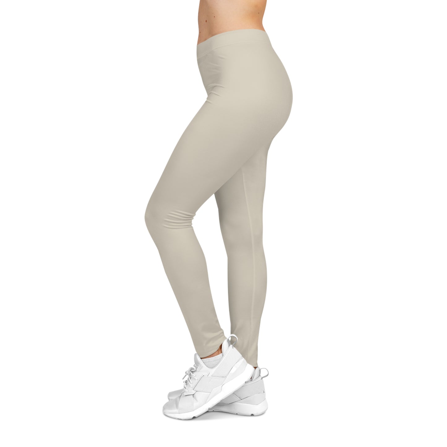 Bone Beige Color Women's Poly-Span Casual Leggings XS-2XL
