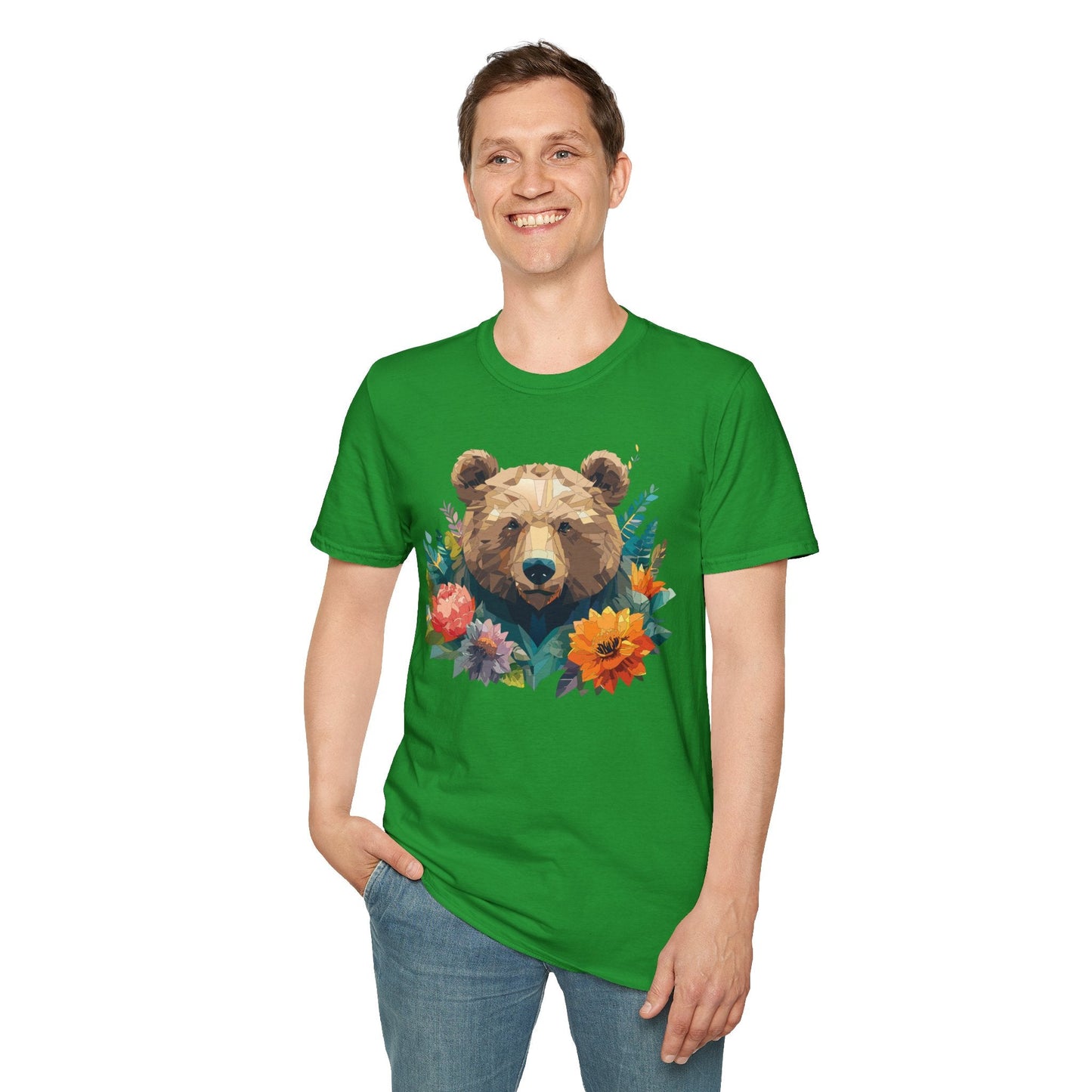 Bear T Shirt Unisex Softstyle Tee 100 Percent Ring Spun Cotton Gildan 64000 Comfortable
