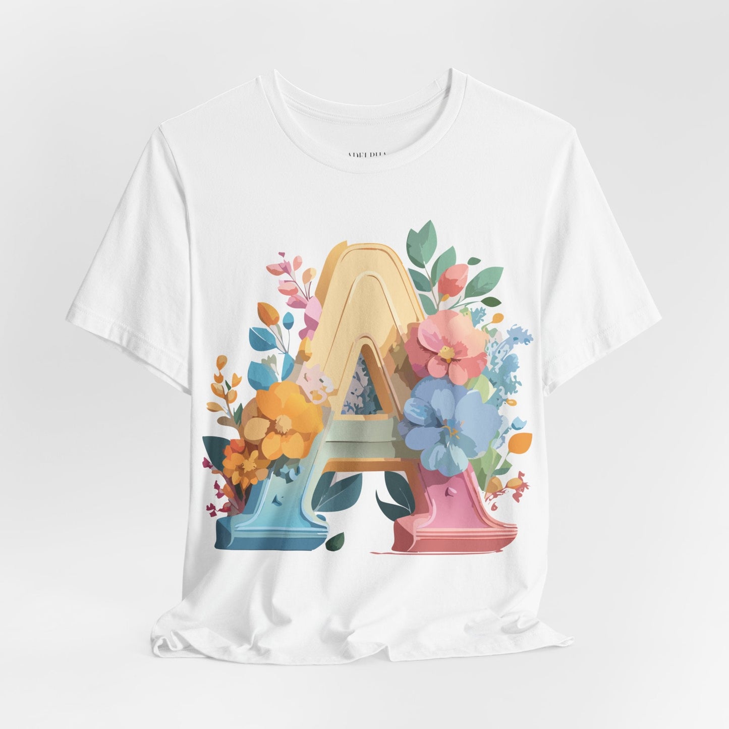 Letter A Shirt Graphic Tee Unisex Short Sleeve by Adelpha Vintage Inspired Art Tee