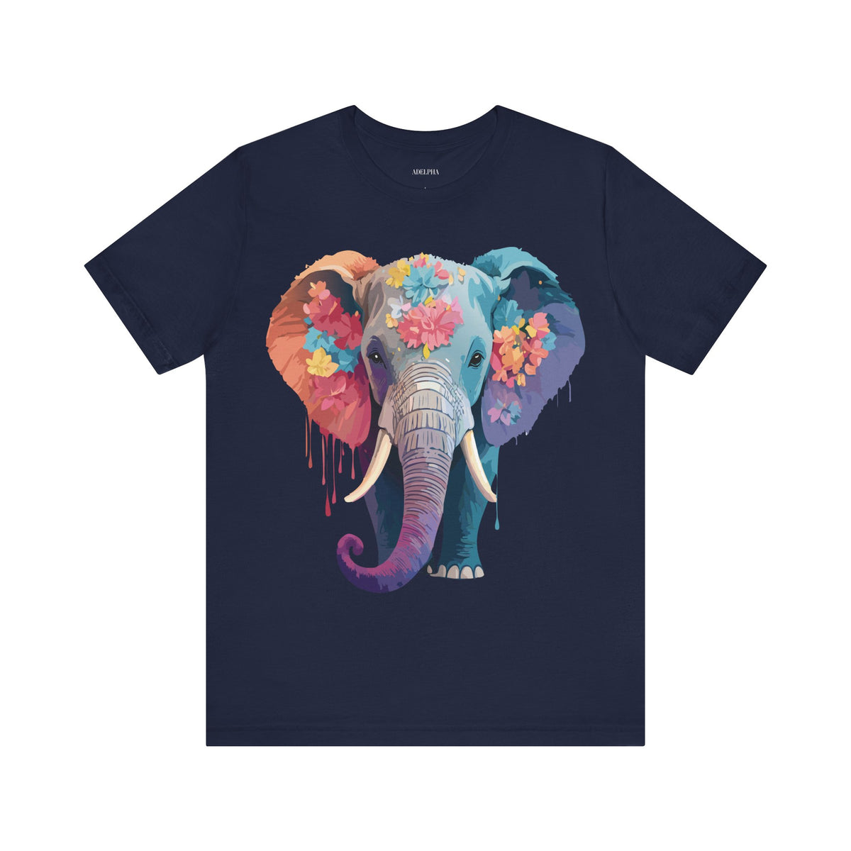 Elephant Graphic Unisex Cotton Bella+Canvas Tee with Art Animal Design e127