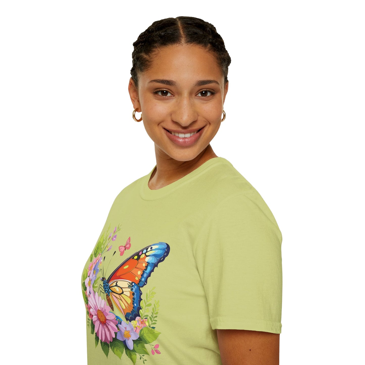 Butterfly T Shirt Unisex Short Sleeve Gildan Softstyle 64000 Monarch Butterfly Design Graphic