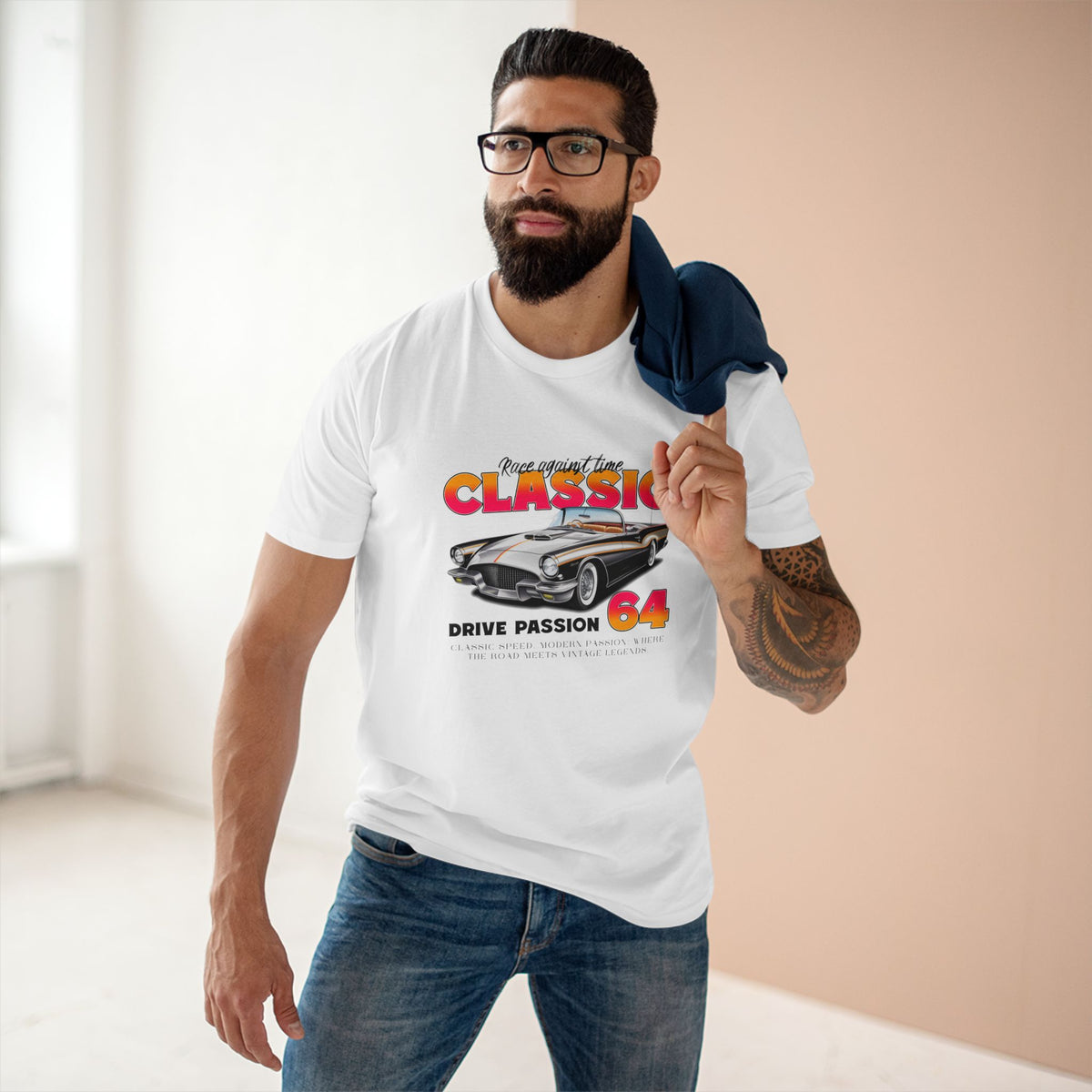 Retro Car Vintage Graphic Tee Staple Unisex 100 Cotton Tee Shirt - RC-16