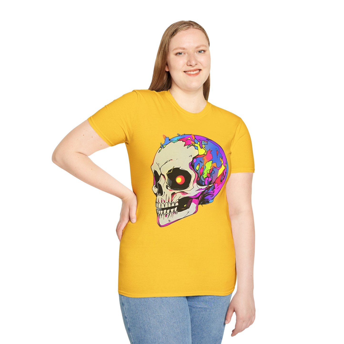 Skull Tee Shirt Unisex Skeleton Shirt Gildan Softstyle 64000 Short Sleeve Graphic Design